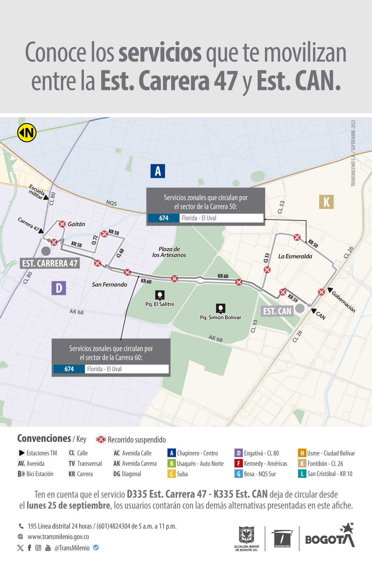 Movilízate de la Estación Carrera 47 al CAN con las siguientes rutas
