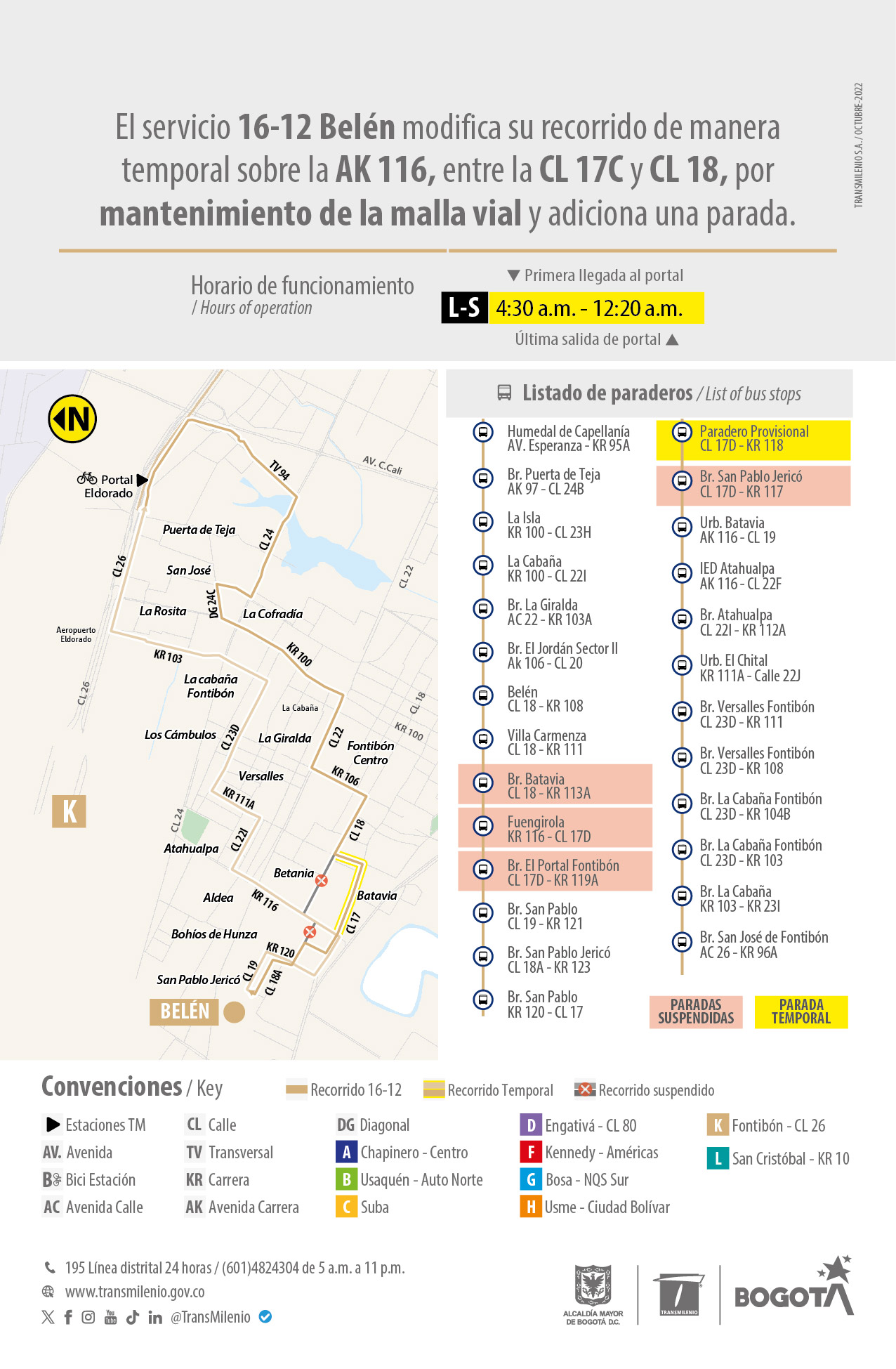 Servicio 16-12 Belén Modifica su recorrido temporalmente