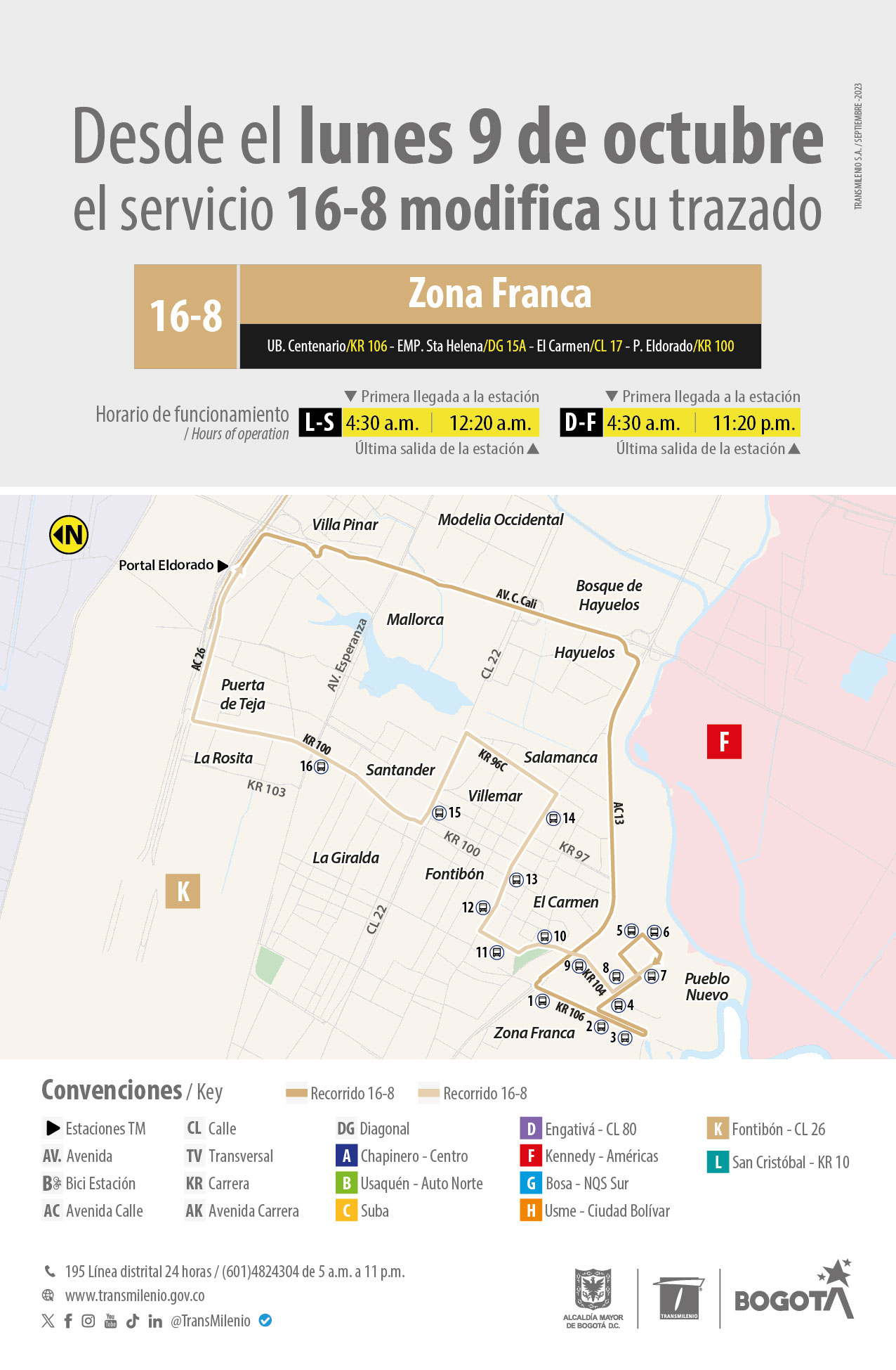 Servicio alimentador 16-8 Zona Franca modifica su trazado