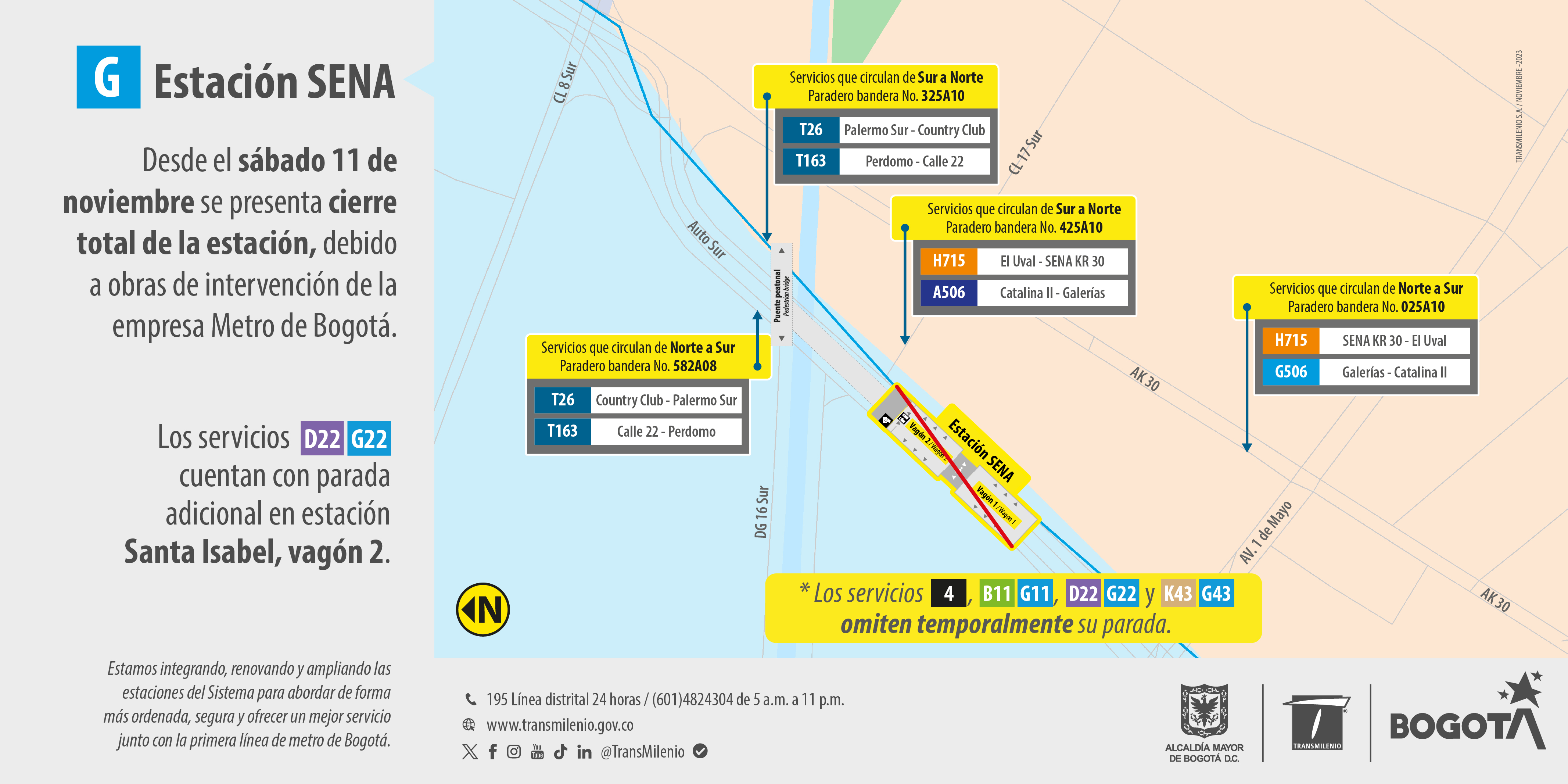 Cierre de estación Sena por obras del Metro de Bogotá