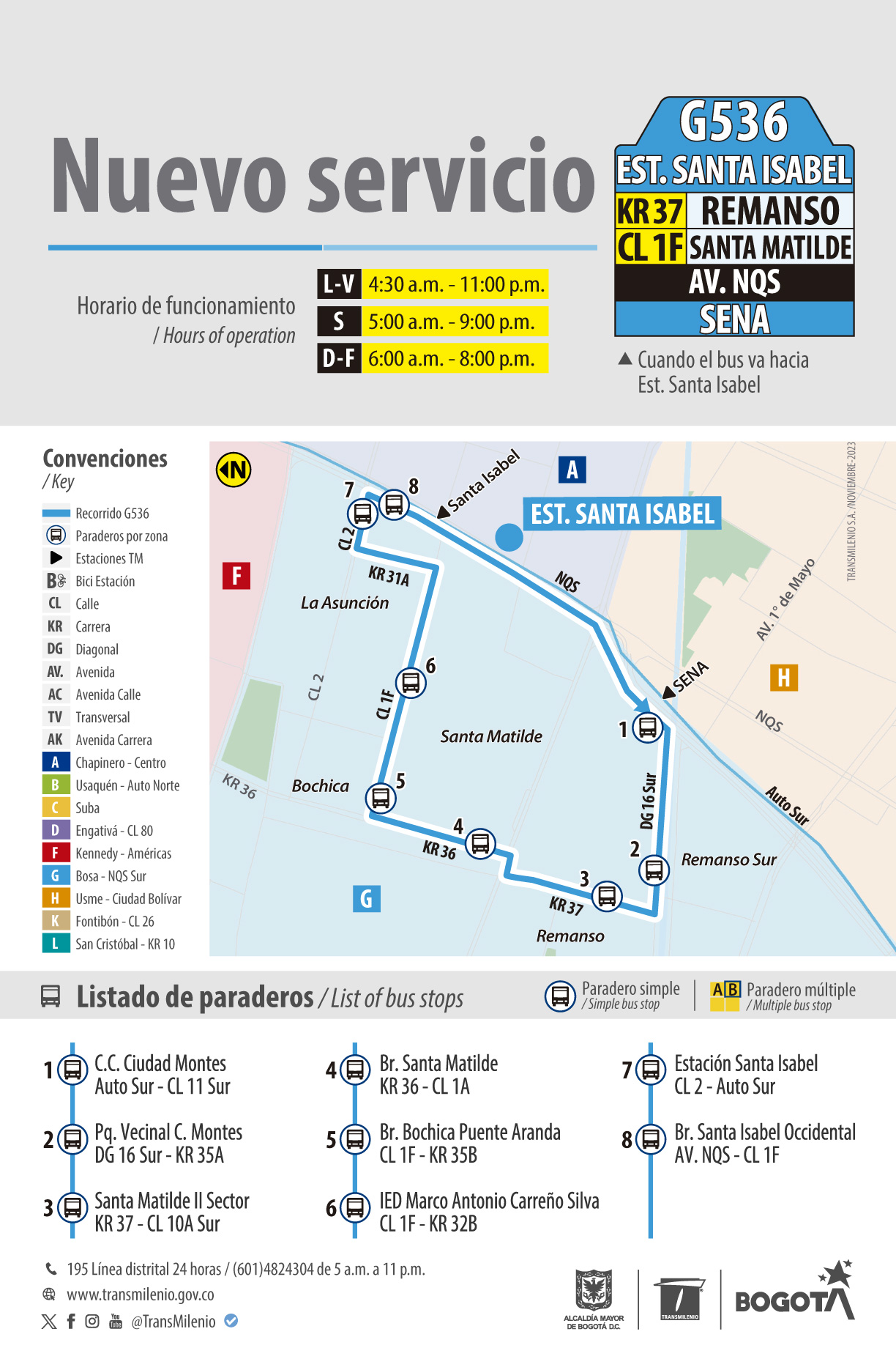 Conoce el nuevo servicio zonal G536 Estación Santa Isabel