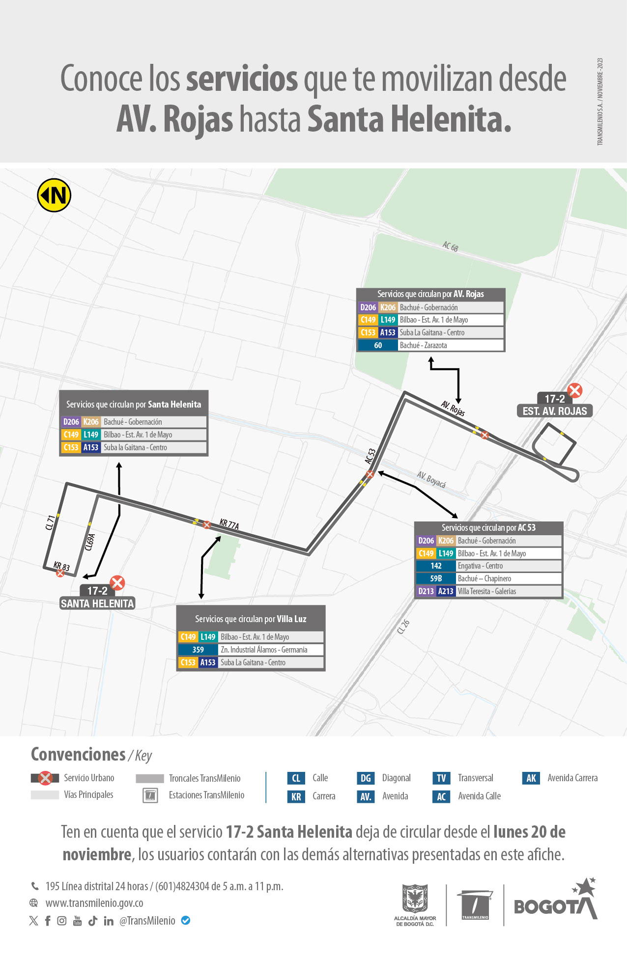 Conoce los servicios que te movilizan desde la avenida Rojas hasta Santa Helenita