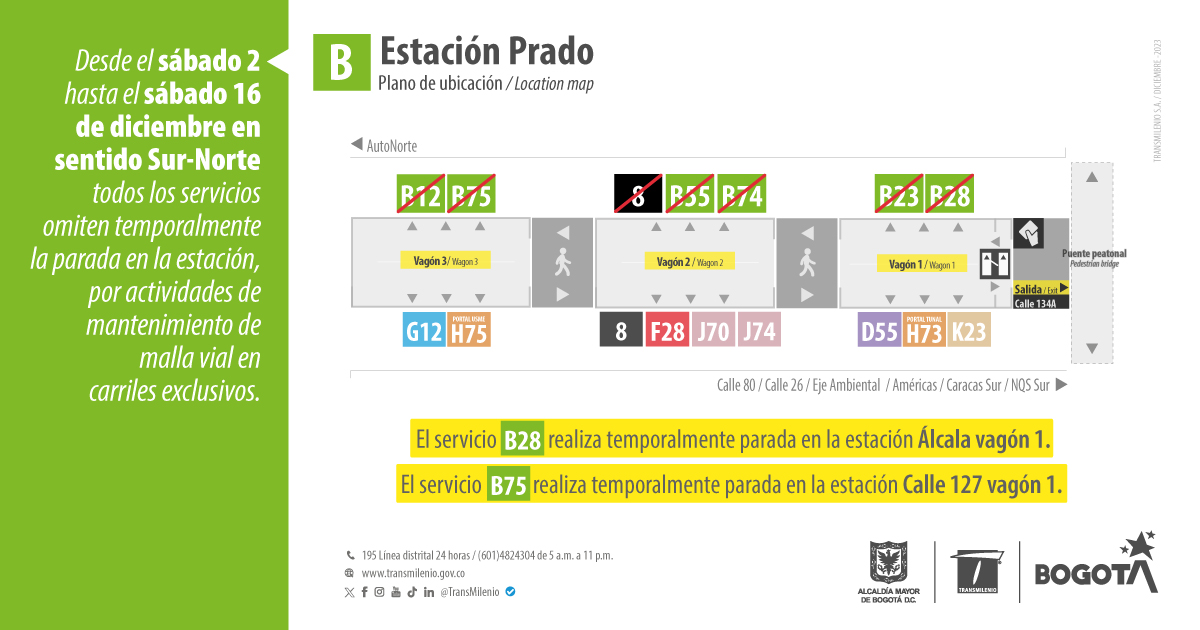 Cambios operacionales en estación Prado en diciembre Cambios operacionales en estación Prado en diciembre