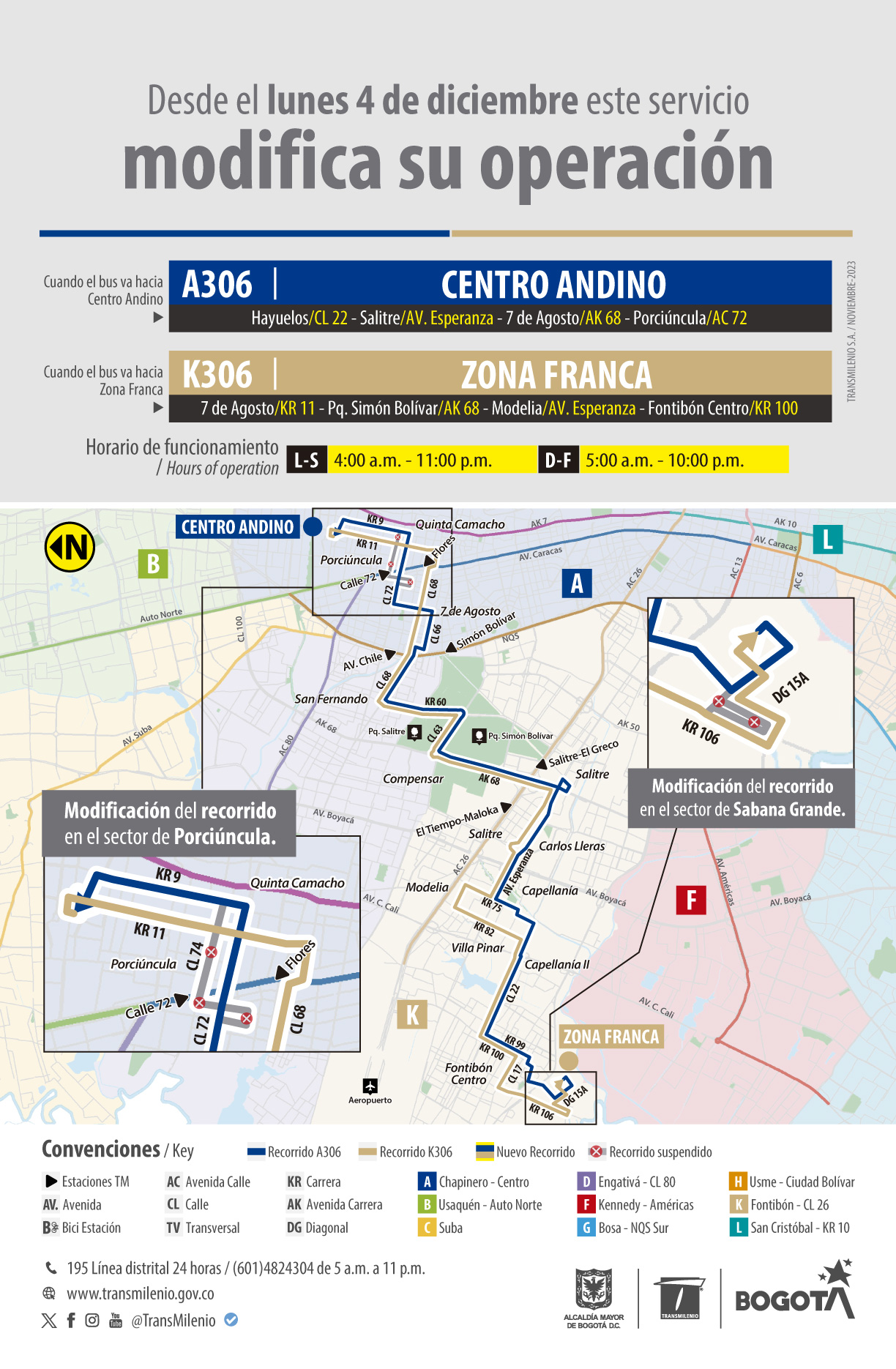 Ruta zonal A306 - K306 modifica su operación Ruta zonal A306 - K306 modifica su operación