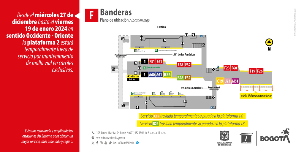 Modificaciones en la estación Banderas para el 2024