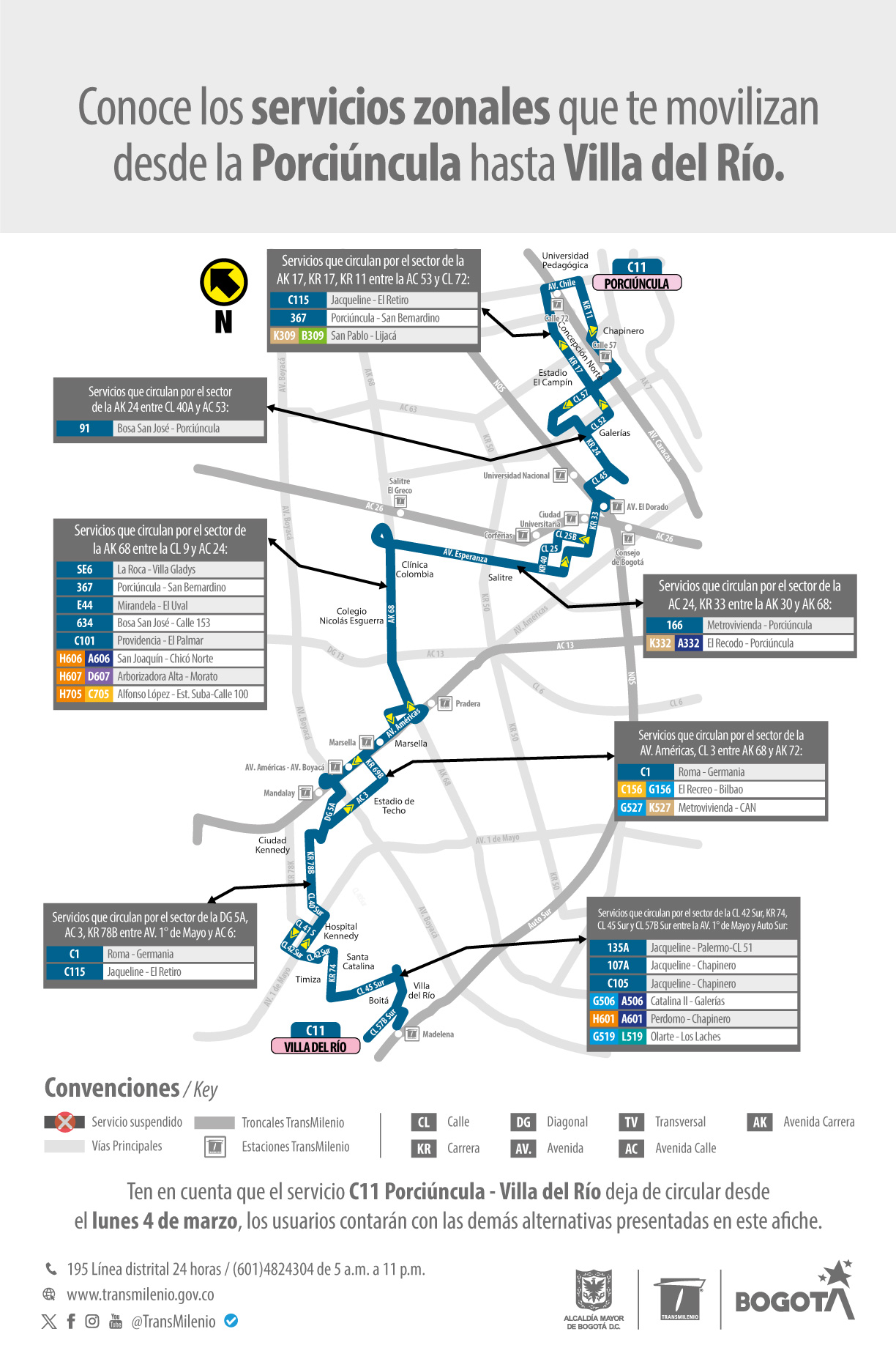 El servicio, C11 Porciúncula - Villa del Río, deja de circular desde el lunes cuatro de marzo