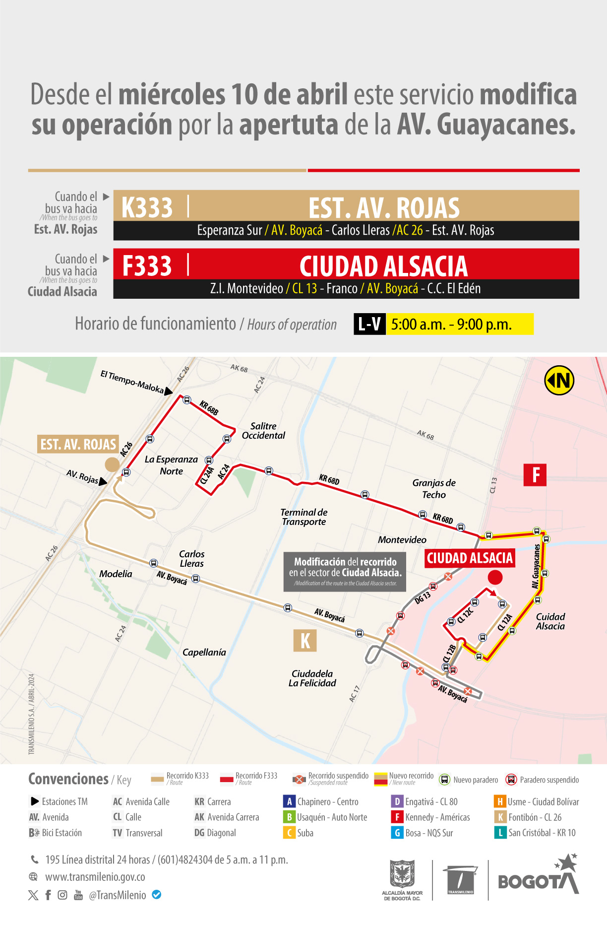 K333 Estación Avenida Rojas - F333 Ciudad Alsacia