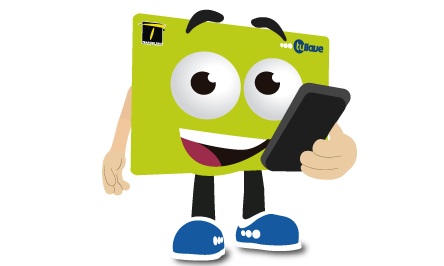 Tarjeta tullave con un celular