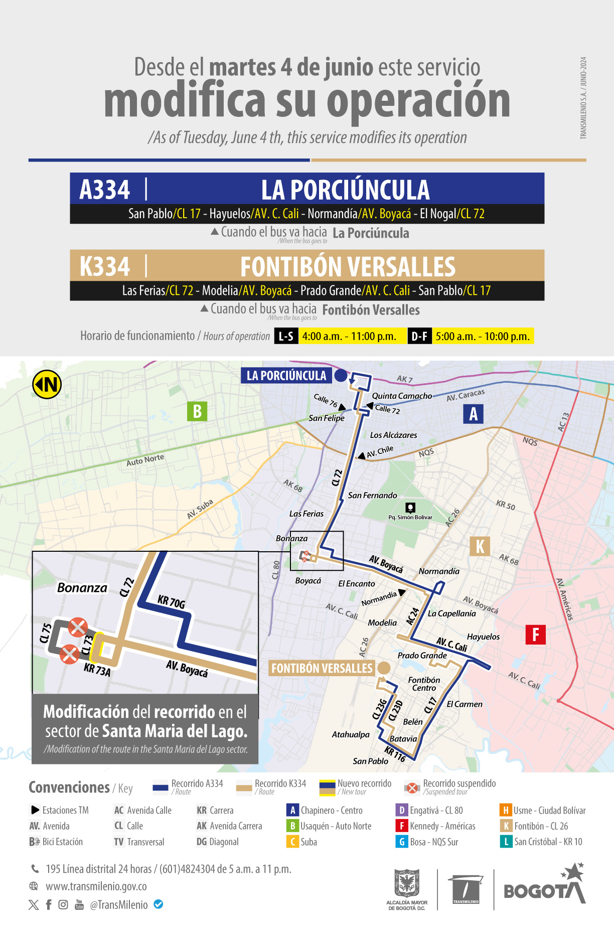 Servicio zonal A334 - K334 cambia un tramo de su recorrido Servicio zonal A334 - K334 cambia un tramo de su recorrido