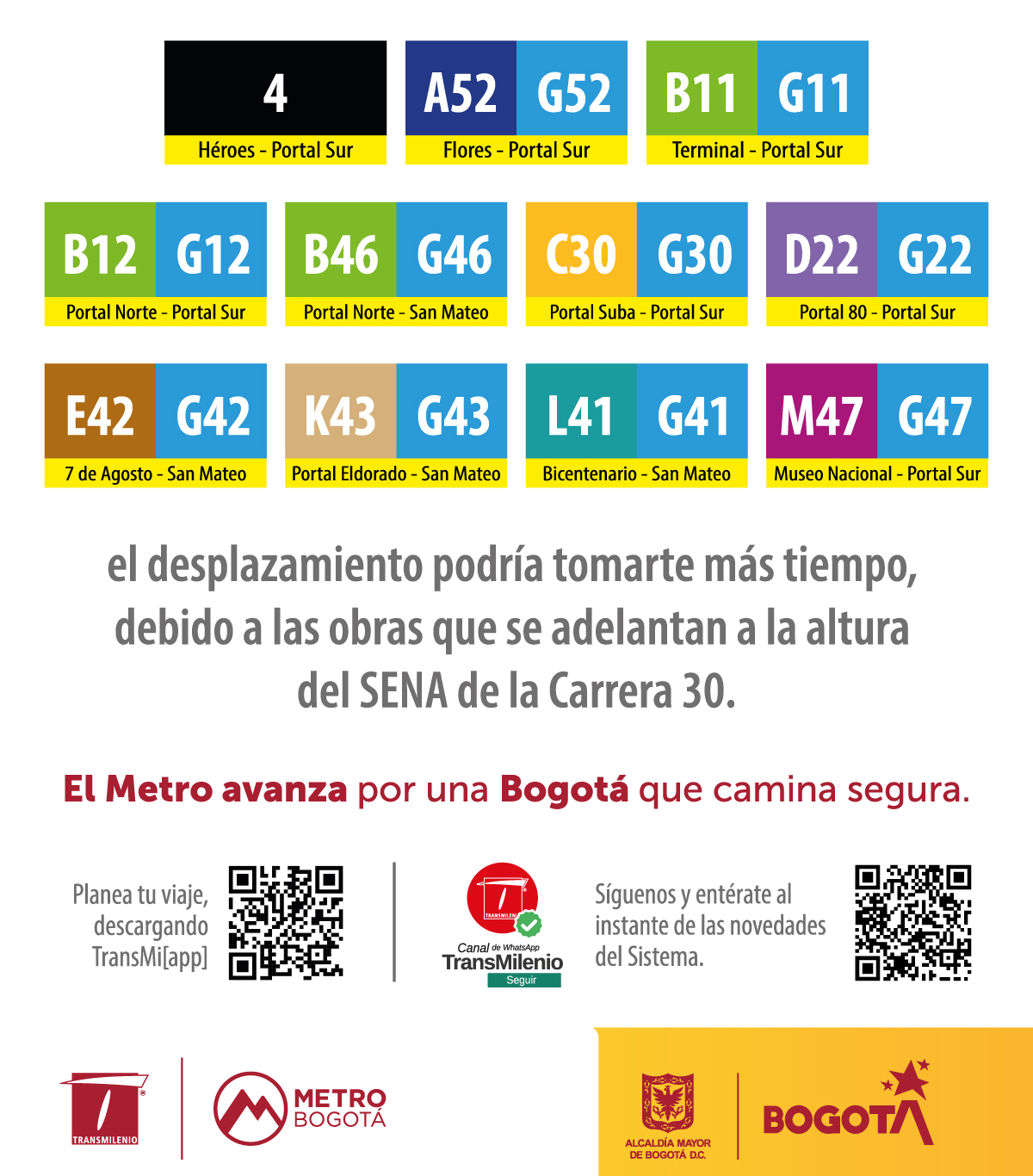 Alternativas de viaje si te movilizas por la troncal G-NQS sur podría tomarte más tiempo el desplazamiento en los servicios