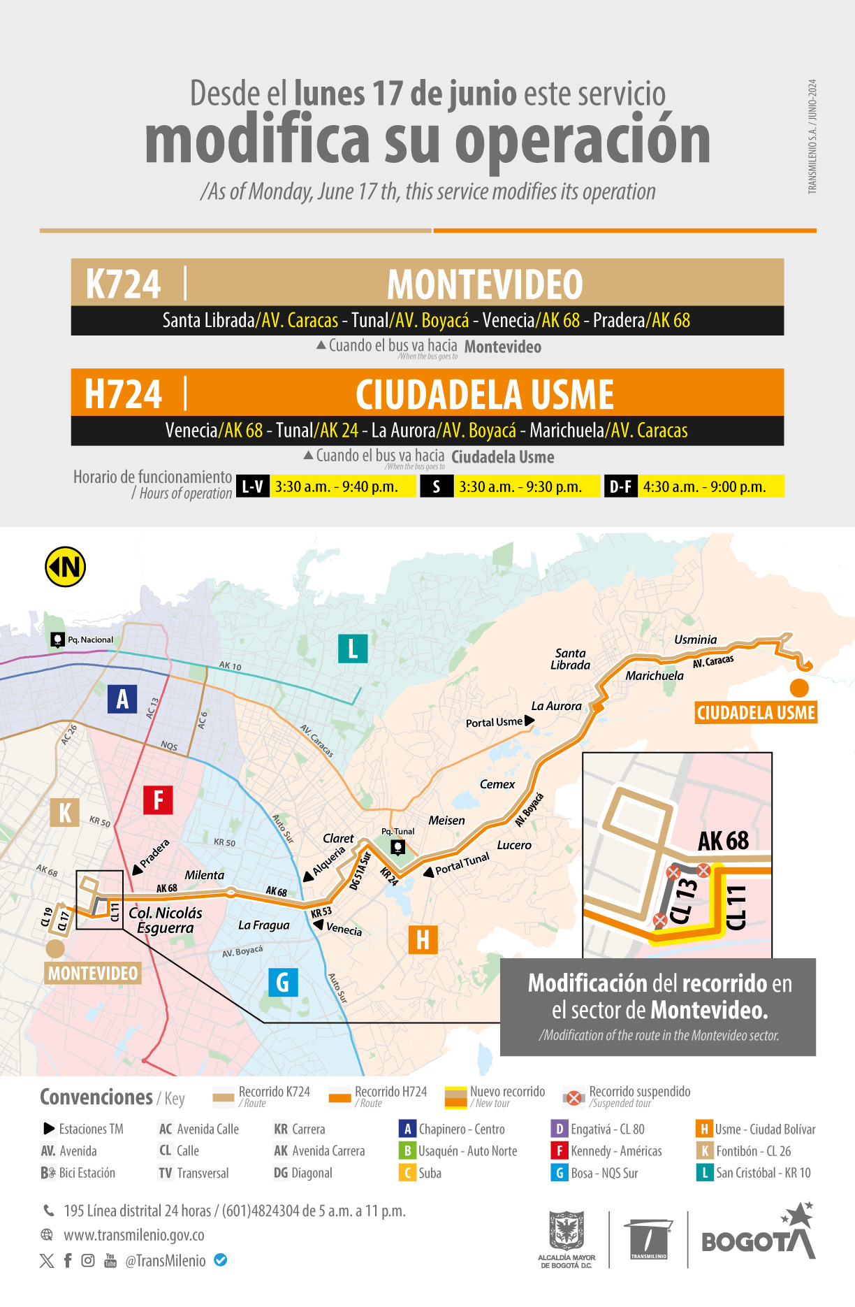 Servicios K724 - H724 modifica su operación en Montevideo Servicios K724 - H724 modifica su operación en Montevideo
