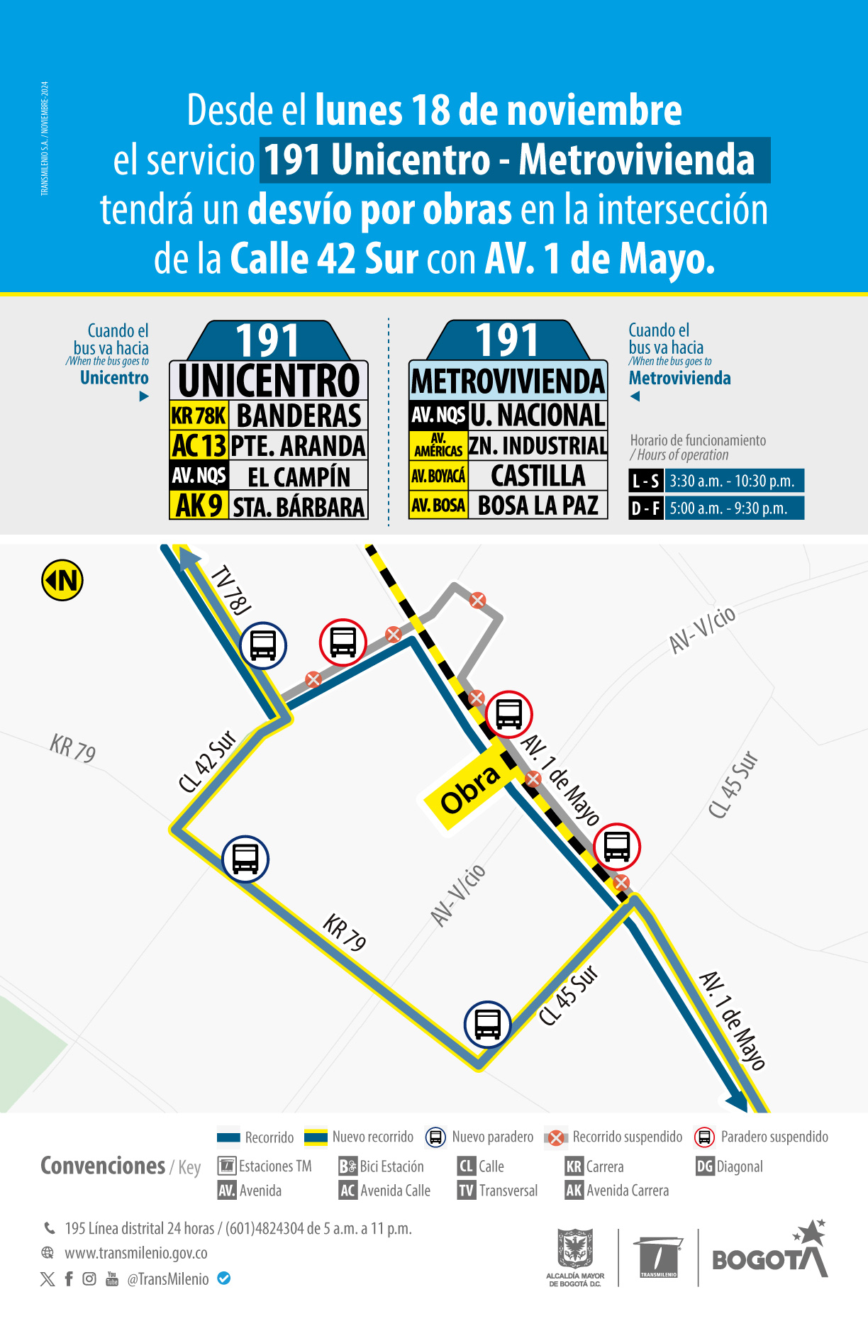 Servicio TransMiZonal 191 Unicentro - Metrovivienda modifica su operación Servicio TransMiZonal 191 Unicentro - Metrovivienda modifica su operación