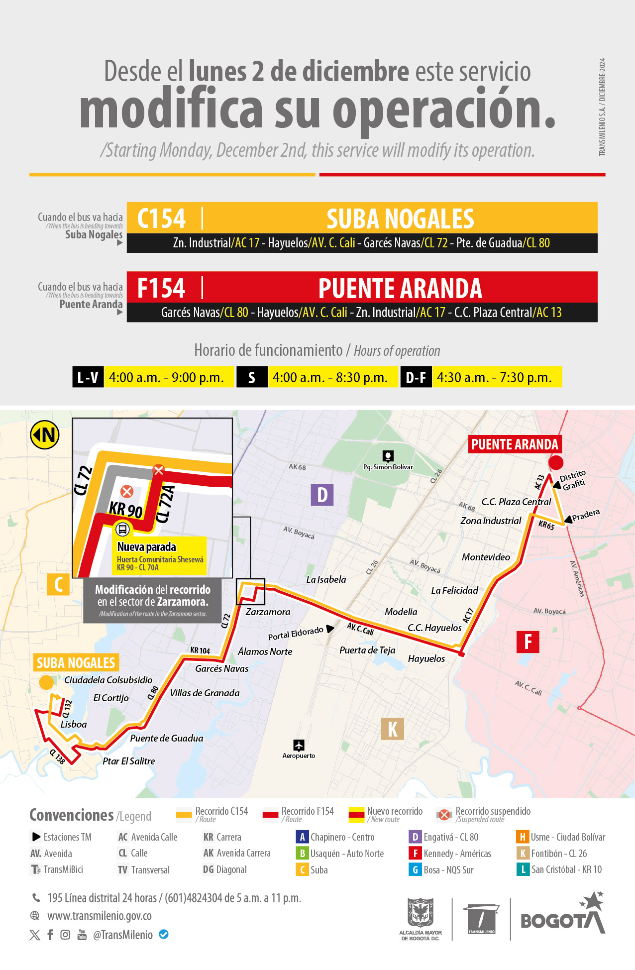 Servicio TransMiZonal C154 - F154 adiciona una nueva parada a su recorrido Servicio TransMiZonal C154 - F154 adiciona una nueva parada a su recorrido