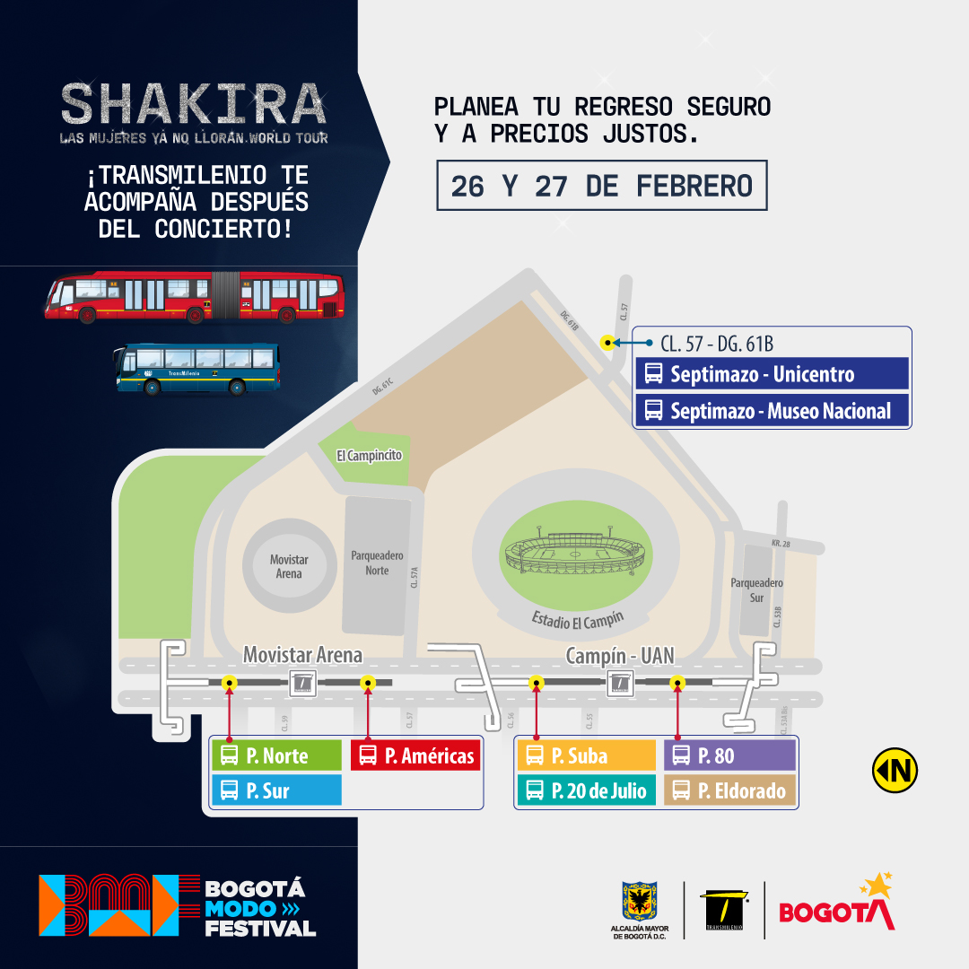 Disfruta el concierto de Shakira en el Campín, TransMi te facilita el regreso a casa Disfruta el concierto de Shakira en el Campín, TransMi te facilita el regreso a casa