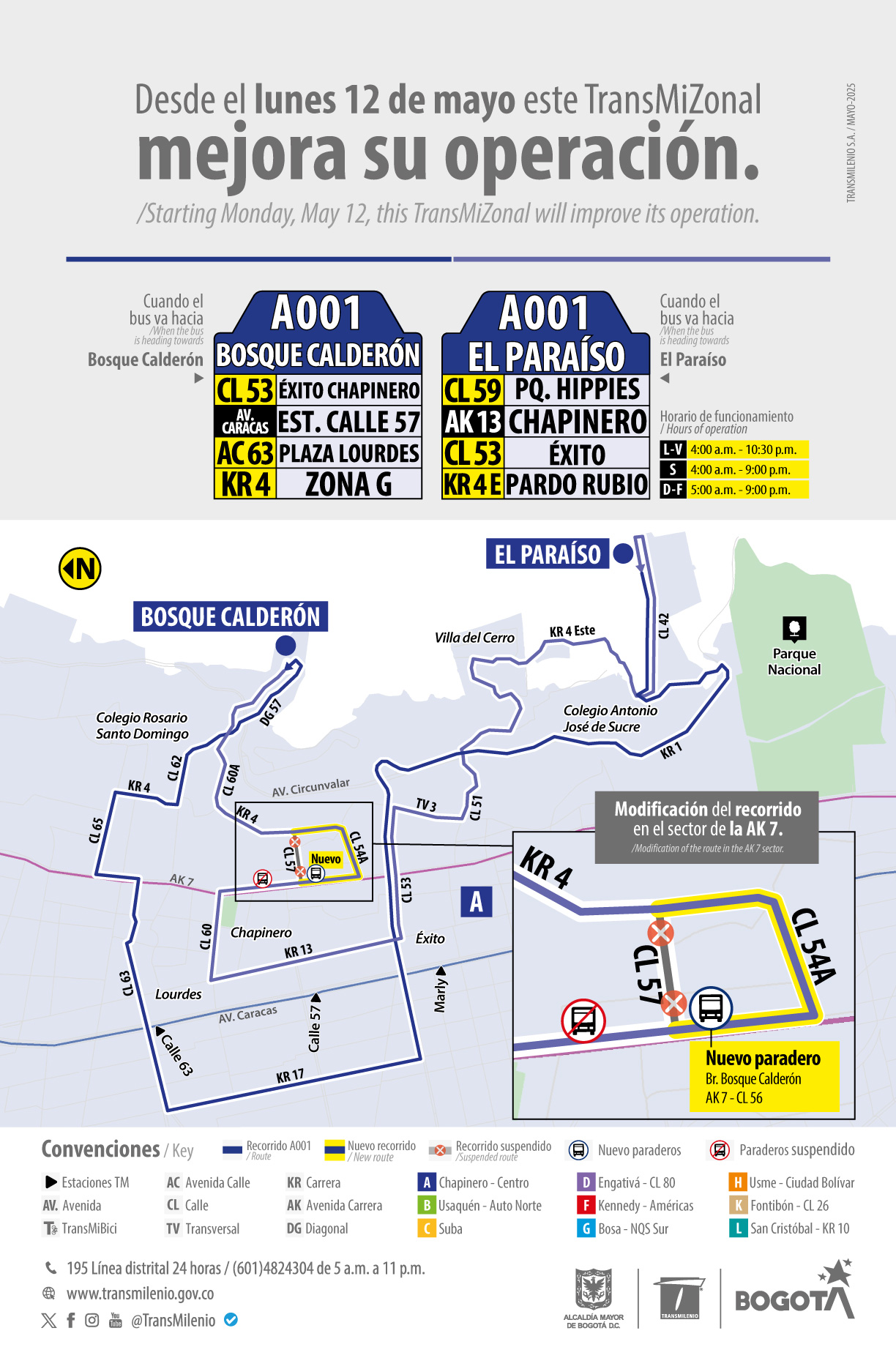Servicio TransMiZonal A001 Bosque Calderón - El Paraíso modifica su recorrido Servicio TransMiZonal A001 Bosque Calderón - El Paraíso modifica su recorrido