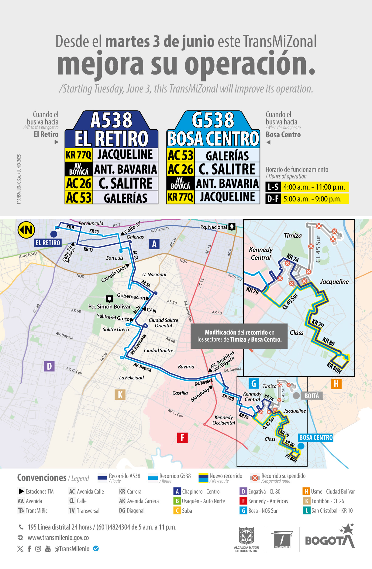 Servicio TransMiZonal A538 - G538 modifica su recorrido y cambia su nombre Servicio TransMiZonal A538 - G538 modifica su recorrido y cambia su nombre