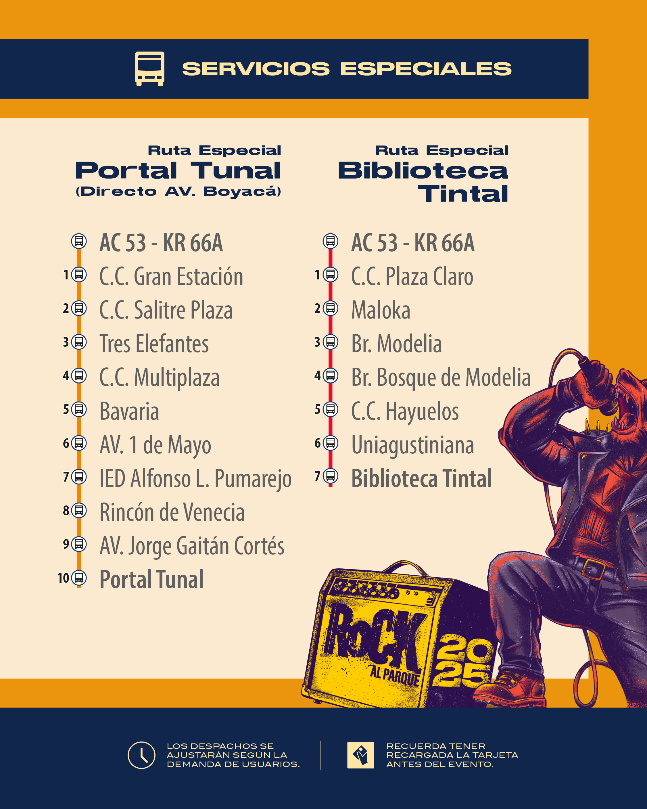 Rutas especiales Rock Al Parque 2025 Rutas especiales Rock Al Parque 2025