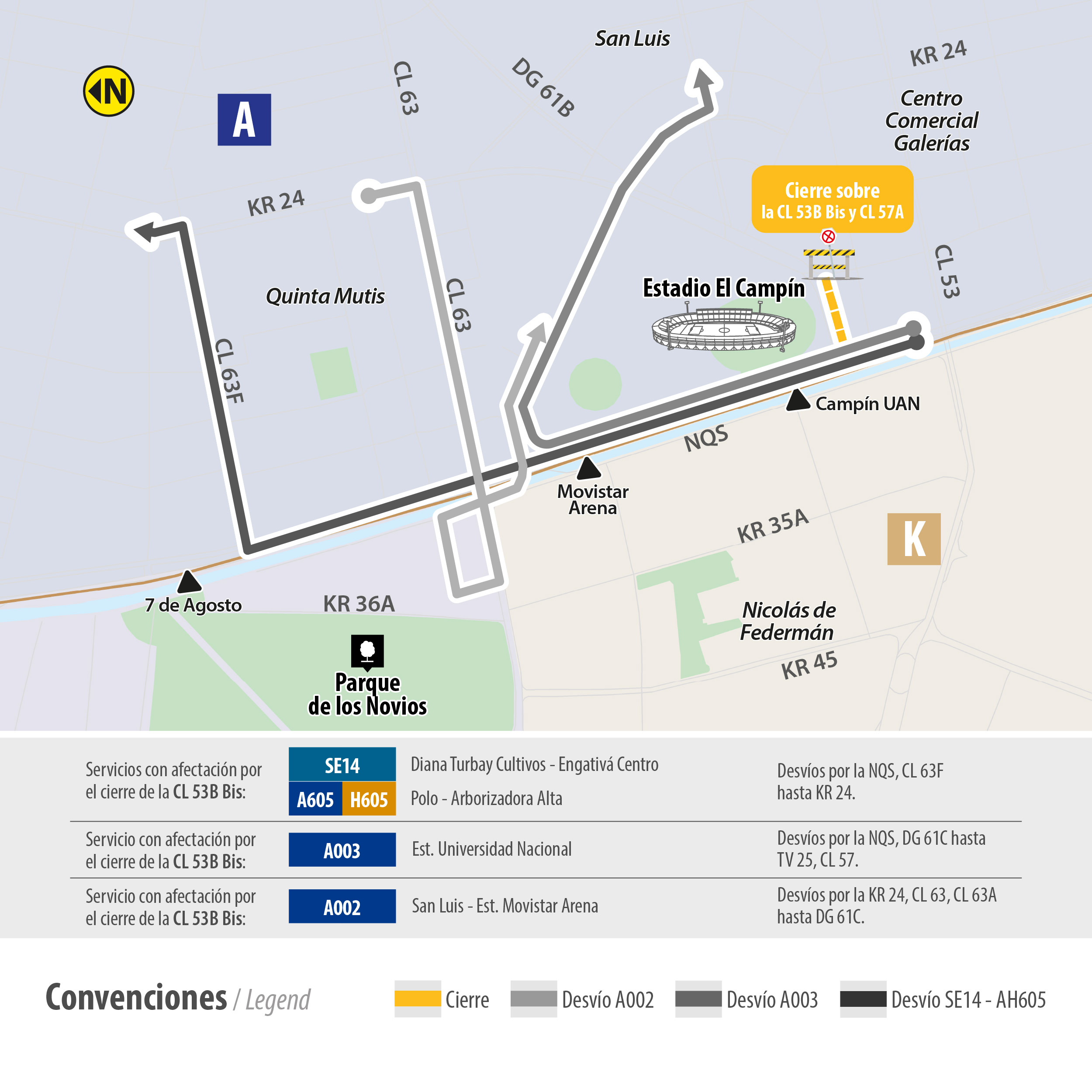 Desvió de cuatro rutas TransMiZonales Desvió de cuatro rutas TransMiZonales