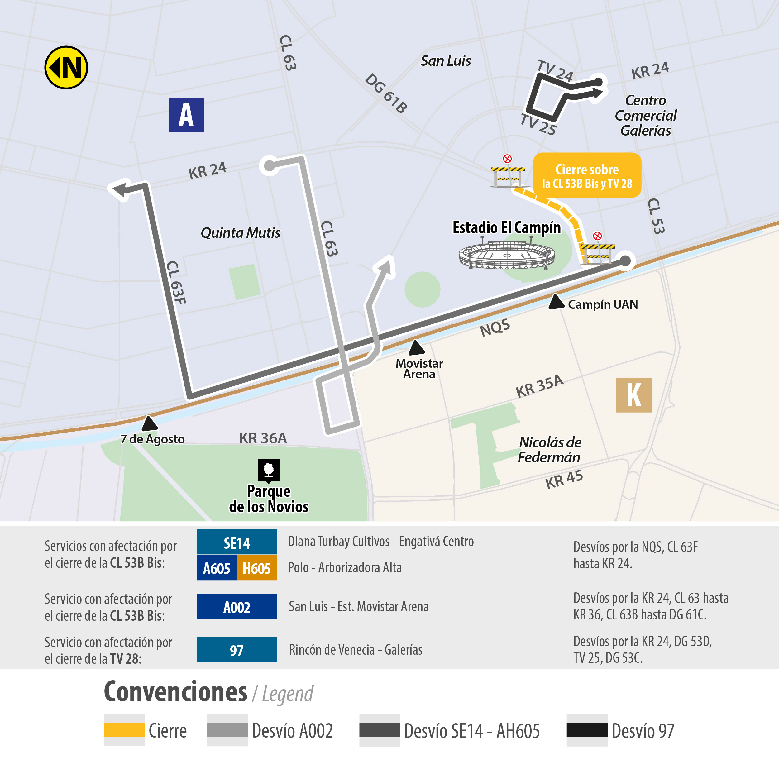 Desvió de cuatro rutas TransMiZonales Desvió de cuatro rutas TransMiZonales