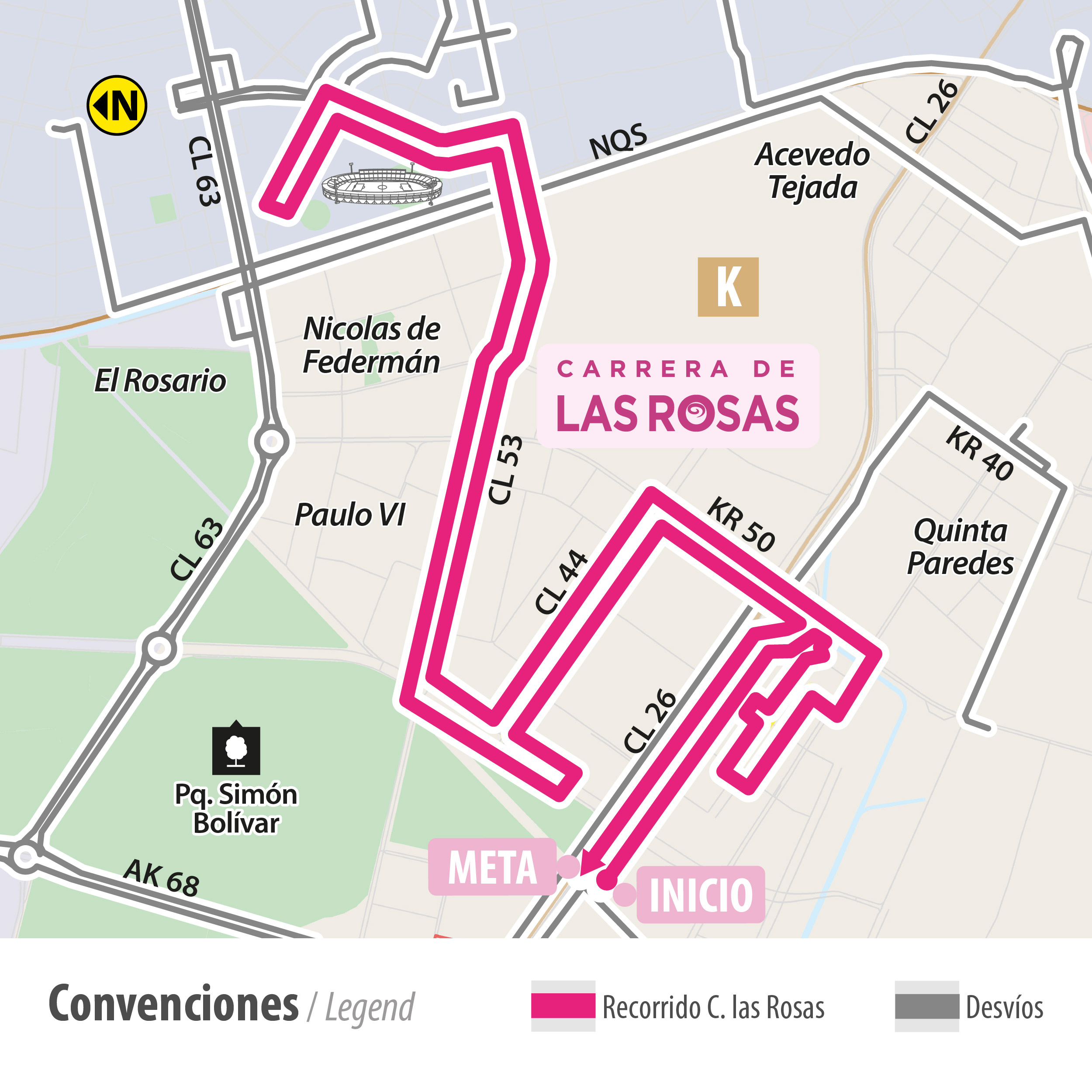 Desvios carrera de Rosas Desvios carrera de Rosas