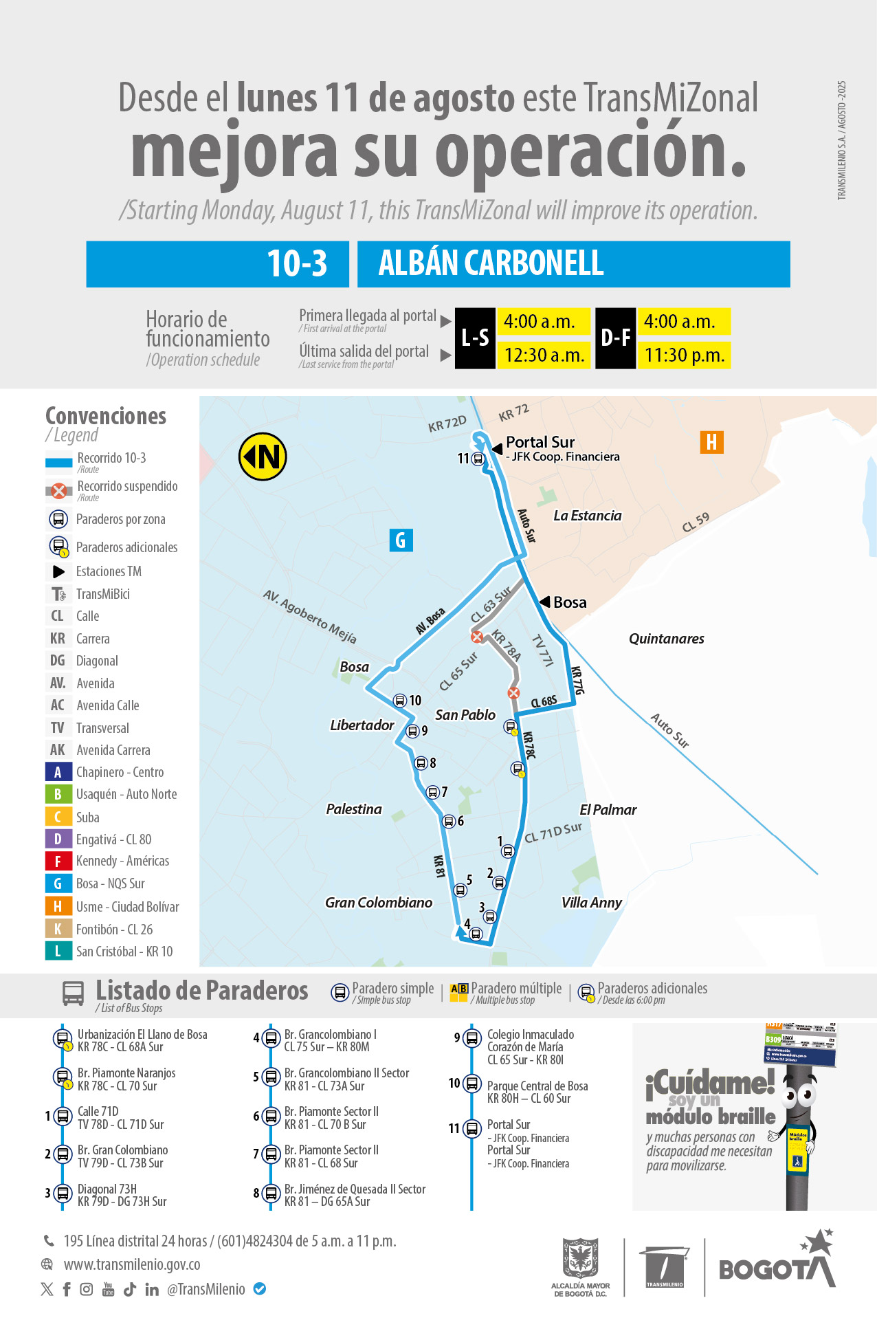 Servicio TransMiZonal 10-3 Albán Carbonell modifica su operación Servicio TransMiZonal 10-3 Albán Carbonell modifica su operación