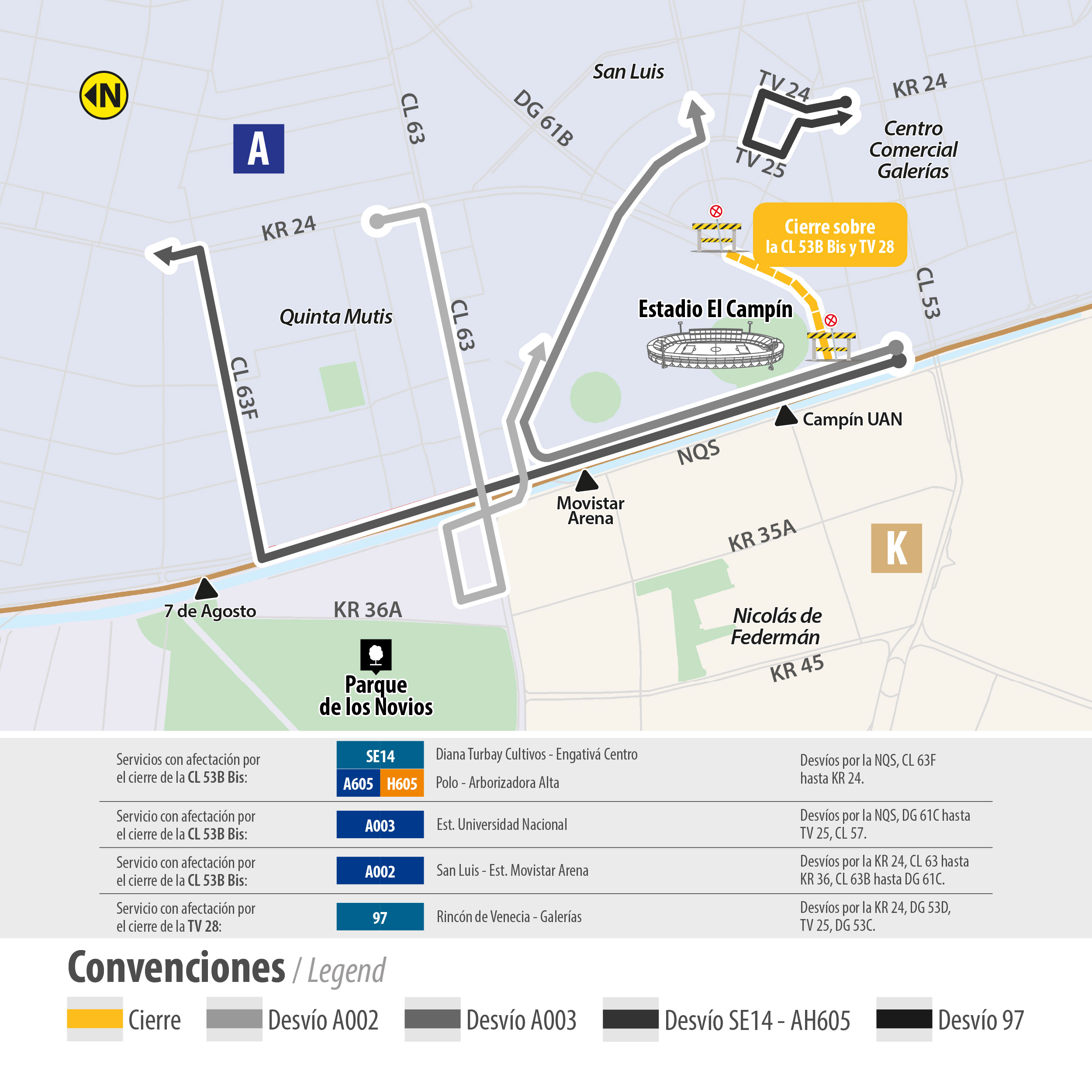 Desvió de cuatro rutas TransMiZonales
