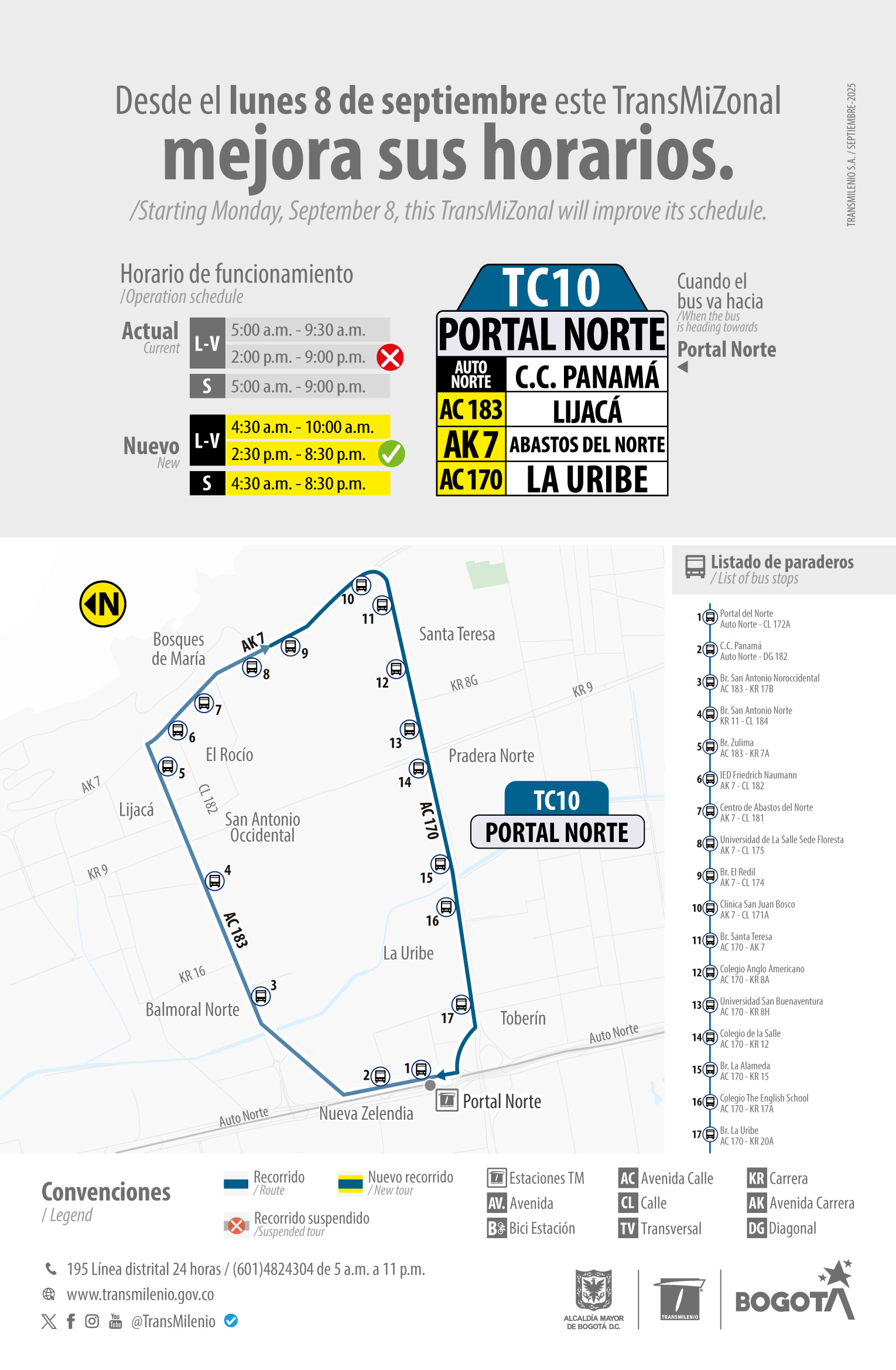 Servicio TransMiZonal TC10 mejora sus horarios