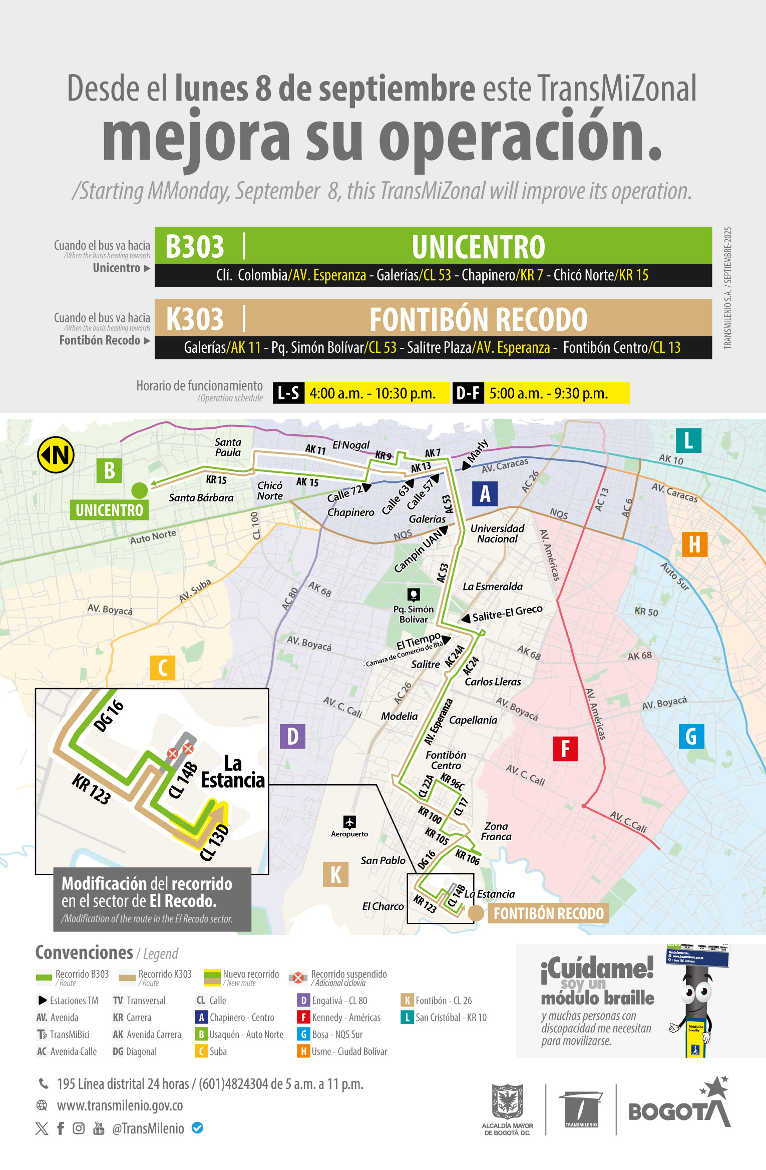 Servicio TransMiZonal B303 Unicentro - K303 Fontibón Recodo Servicio TransMiZonal B303 Unicentro - K303 Fontibón Recodo