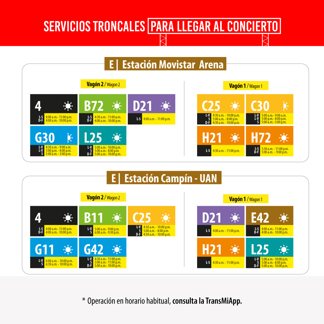 Servicios troncales Viva la Salsa 2025