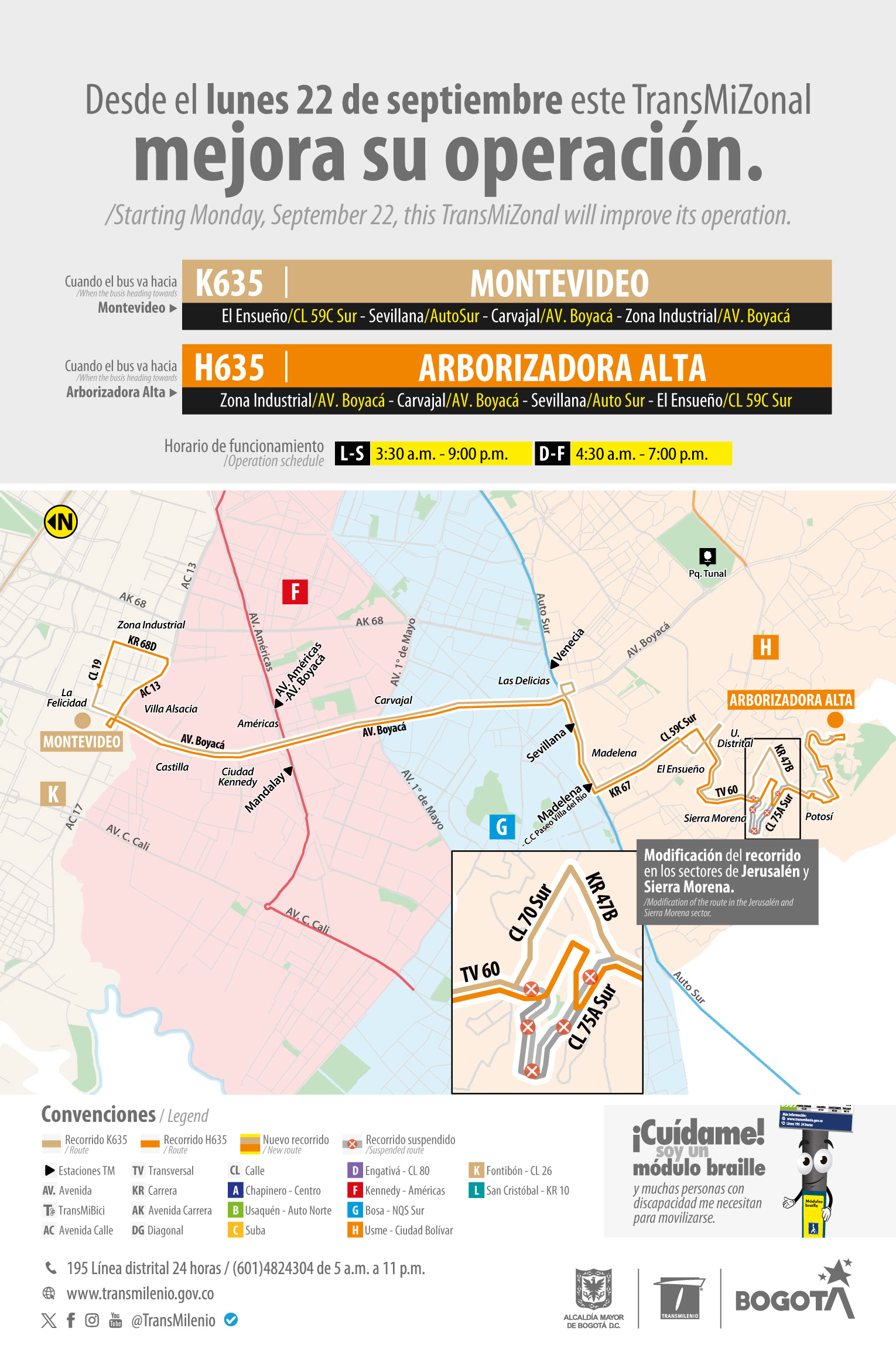 Servicio TransMiZonal K635 Montevideo - H635 Arborizadora Alta modifica su recorrido