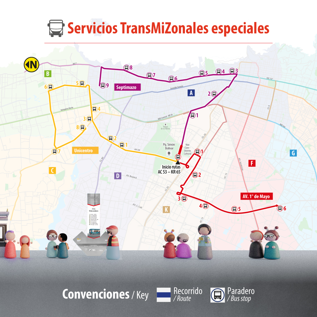 Servicios TransMiZonales especiales: Septimazo, Unicentro Avenida Primera de Mayo