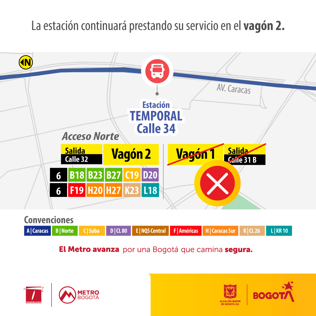 Por avance de las obras del Metro, el acceso sur de la estación Temporal Calle-34 tendrá cierres Por avance de las obras del Metro, el acceso sur de la estación Temporal Calle-34 tendrá cierres