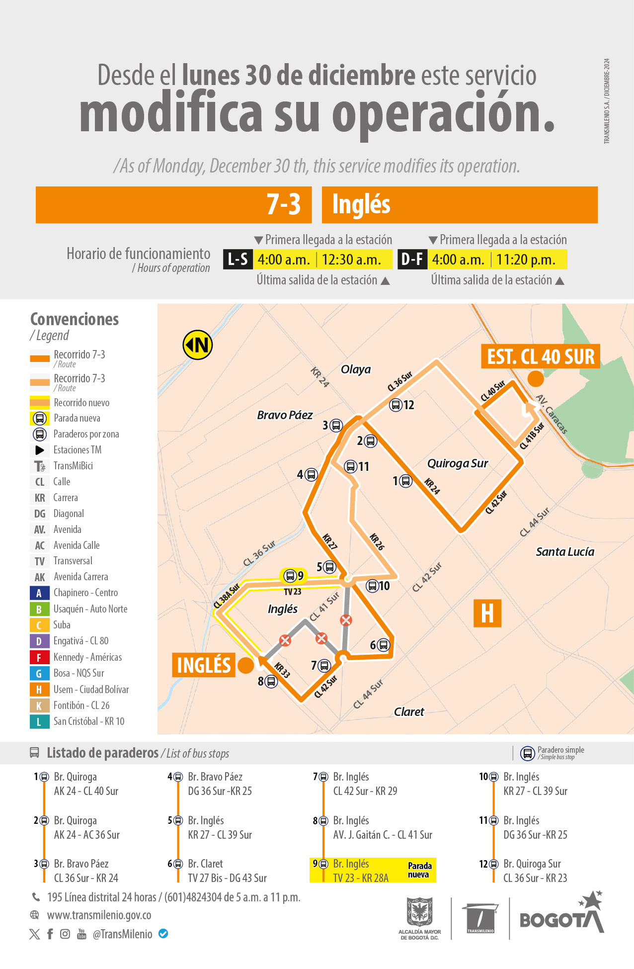 Servicio TransMiZonal 7-3 Inglés modifica su operación Servicio TransMiZonal 7-3 Inglés modifica su operación