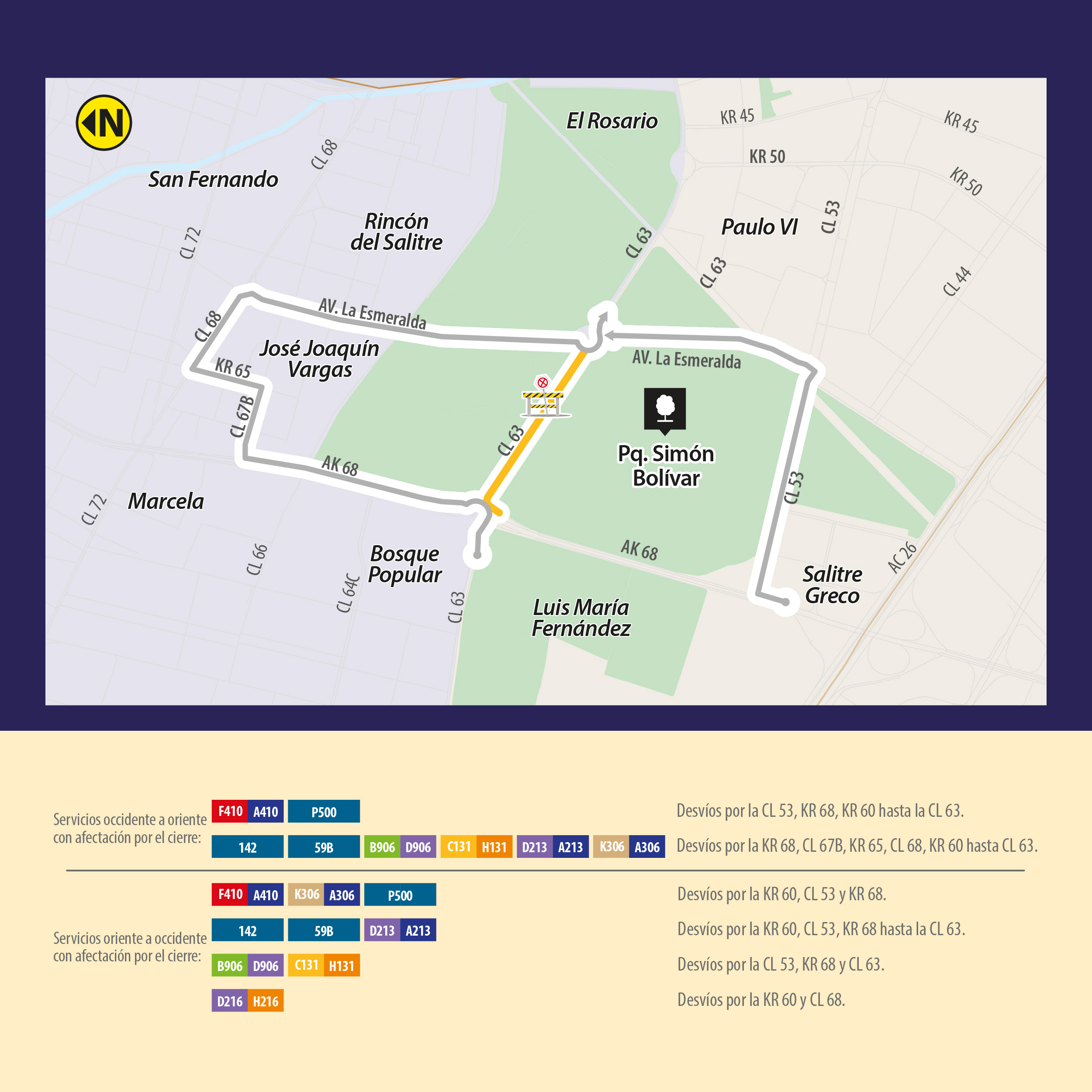 Desvios TransMiZonales por la calle 63