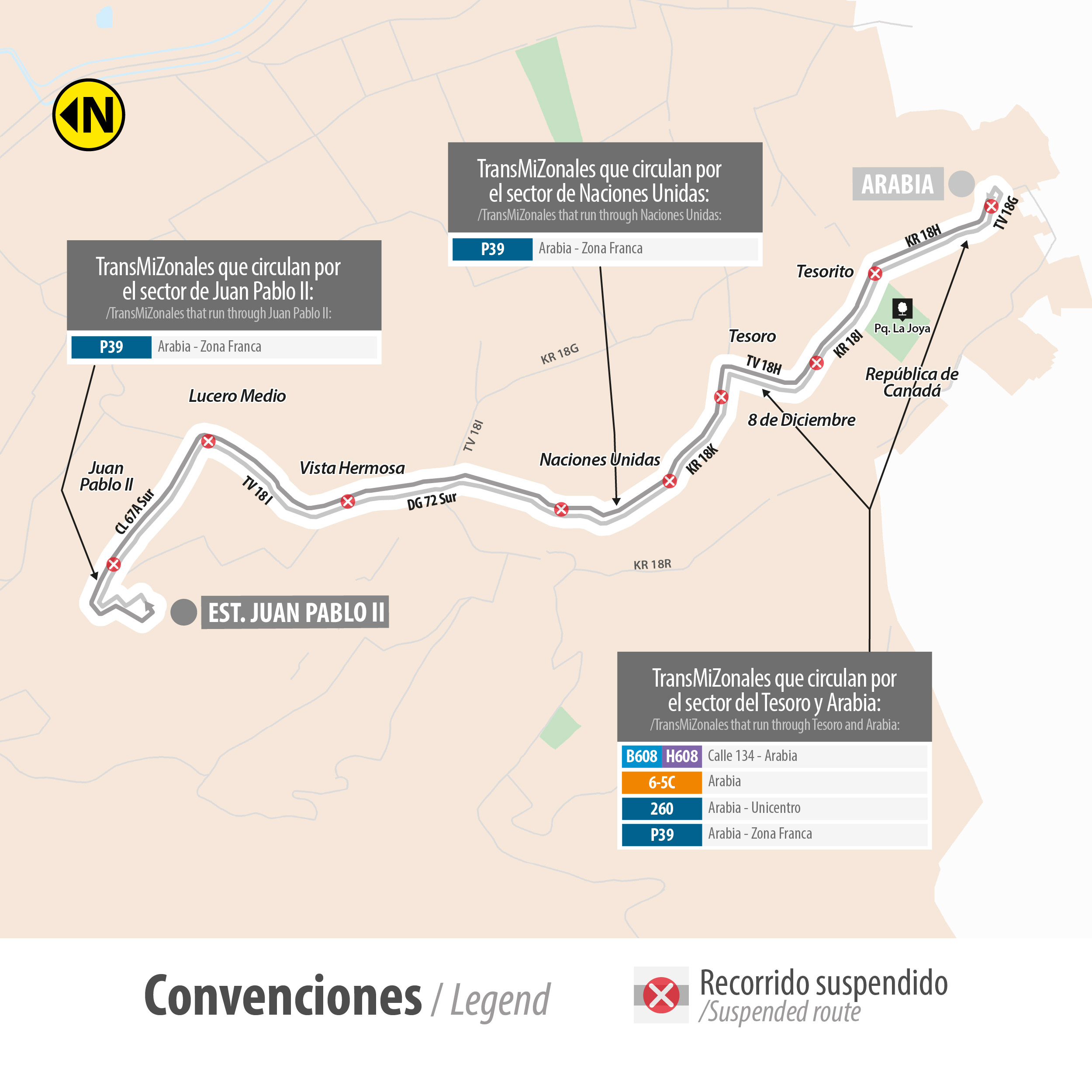 TransMiZonal H638 Estación Juan Pablo ll - Arabia TransMiZonal H638 Estación Juan Pablo ll - Arabia