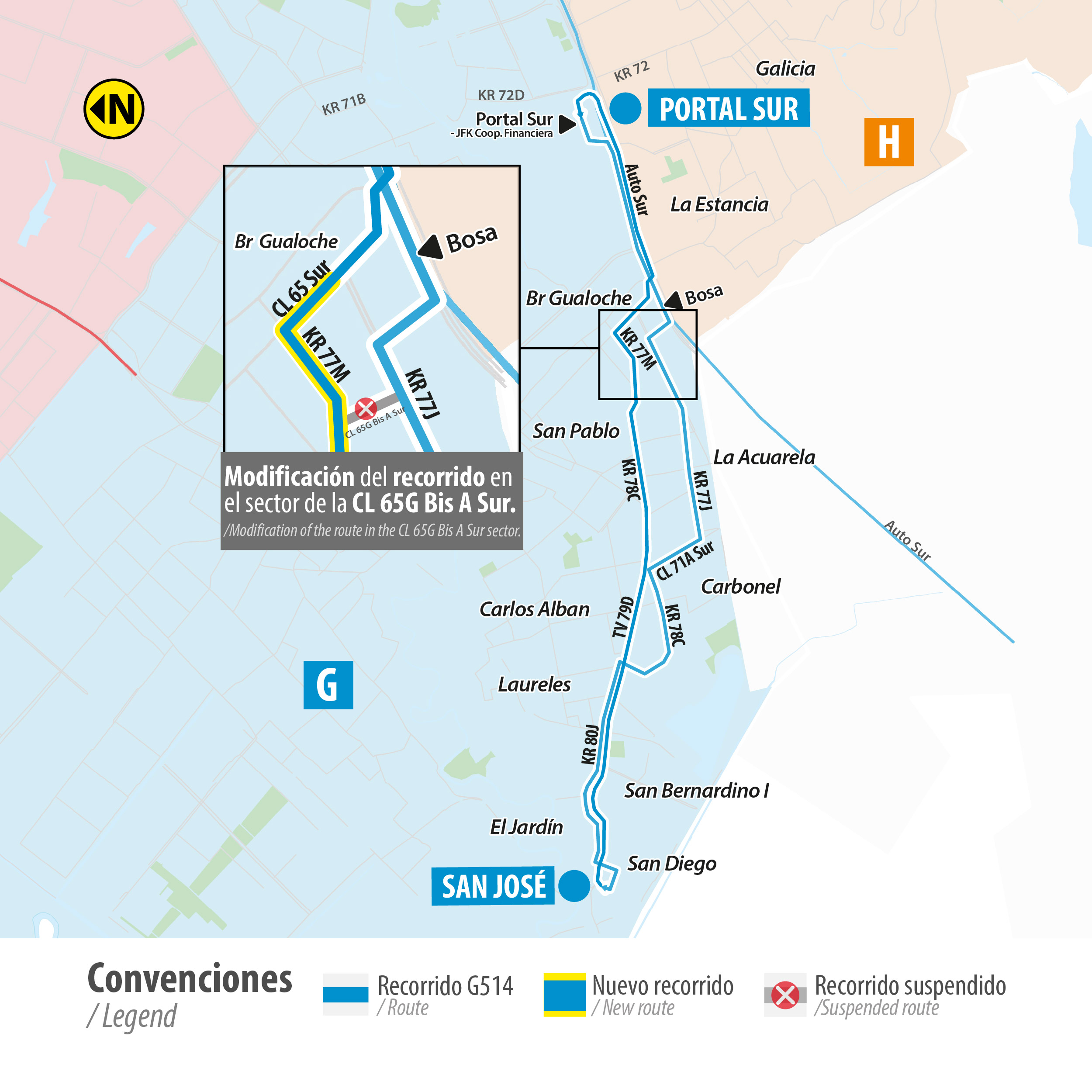 Servicio TransMiZonal G514 Portal Sur - San José modifica su operación Servicio TransMiZonal G514 Portal Sur - San José modifica su operación