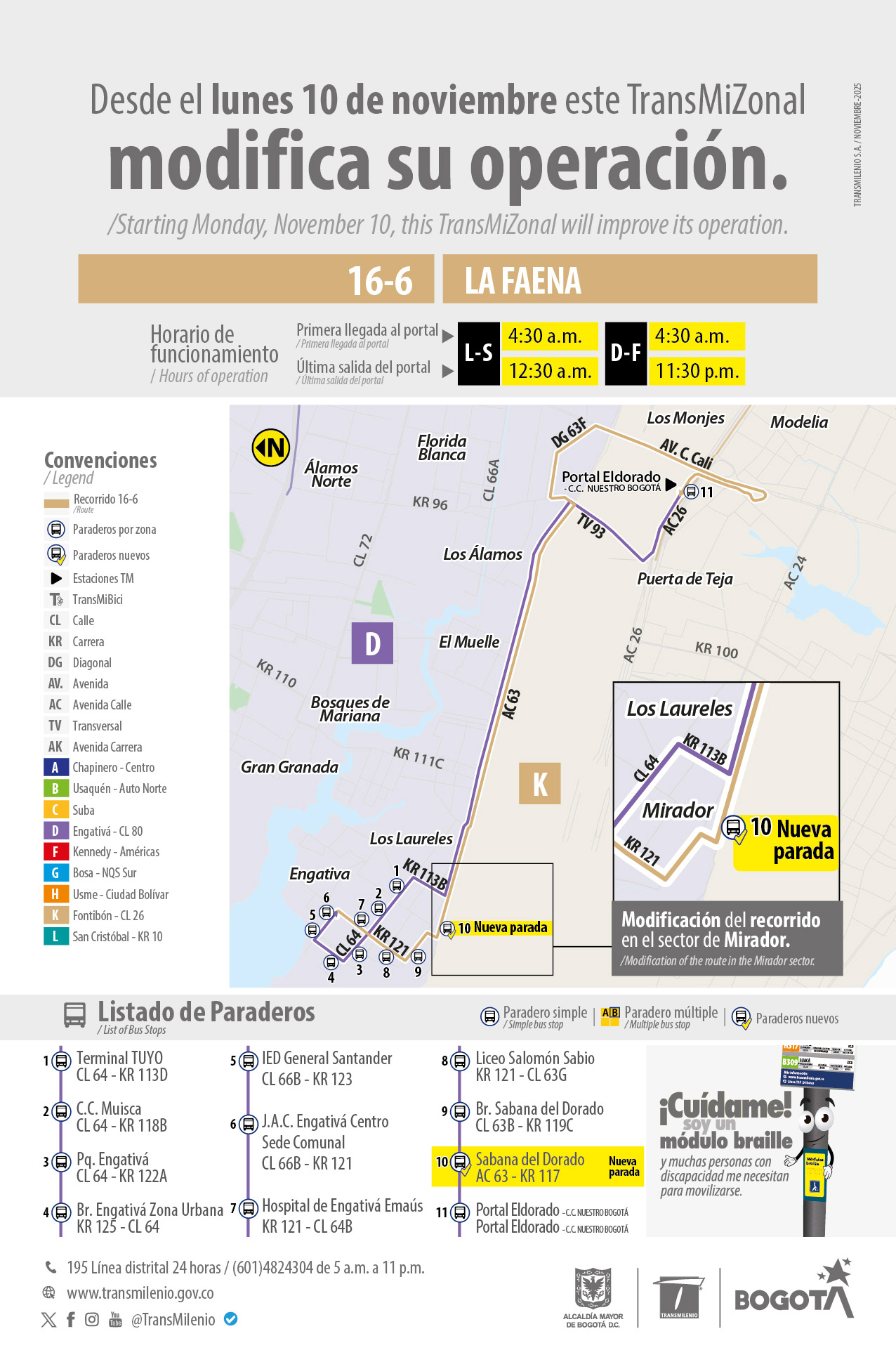 TransMiZonal 16-6 La Faena incorpora nueva parada en el sector de Mirador
