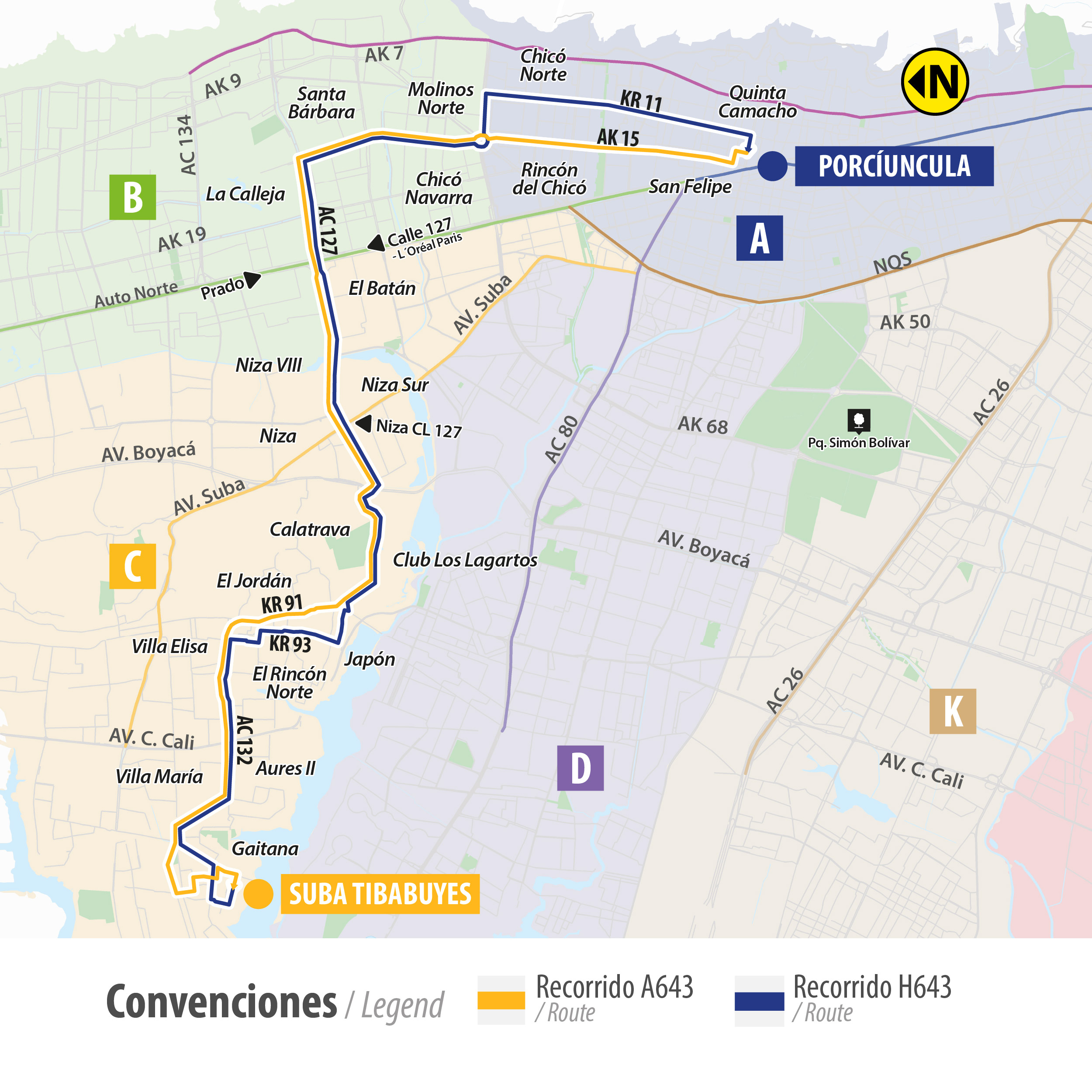 C164 Suba Tibabuyes - A164 Porciúncula C164 Suba Tibabuyes - A164 Porciúncula