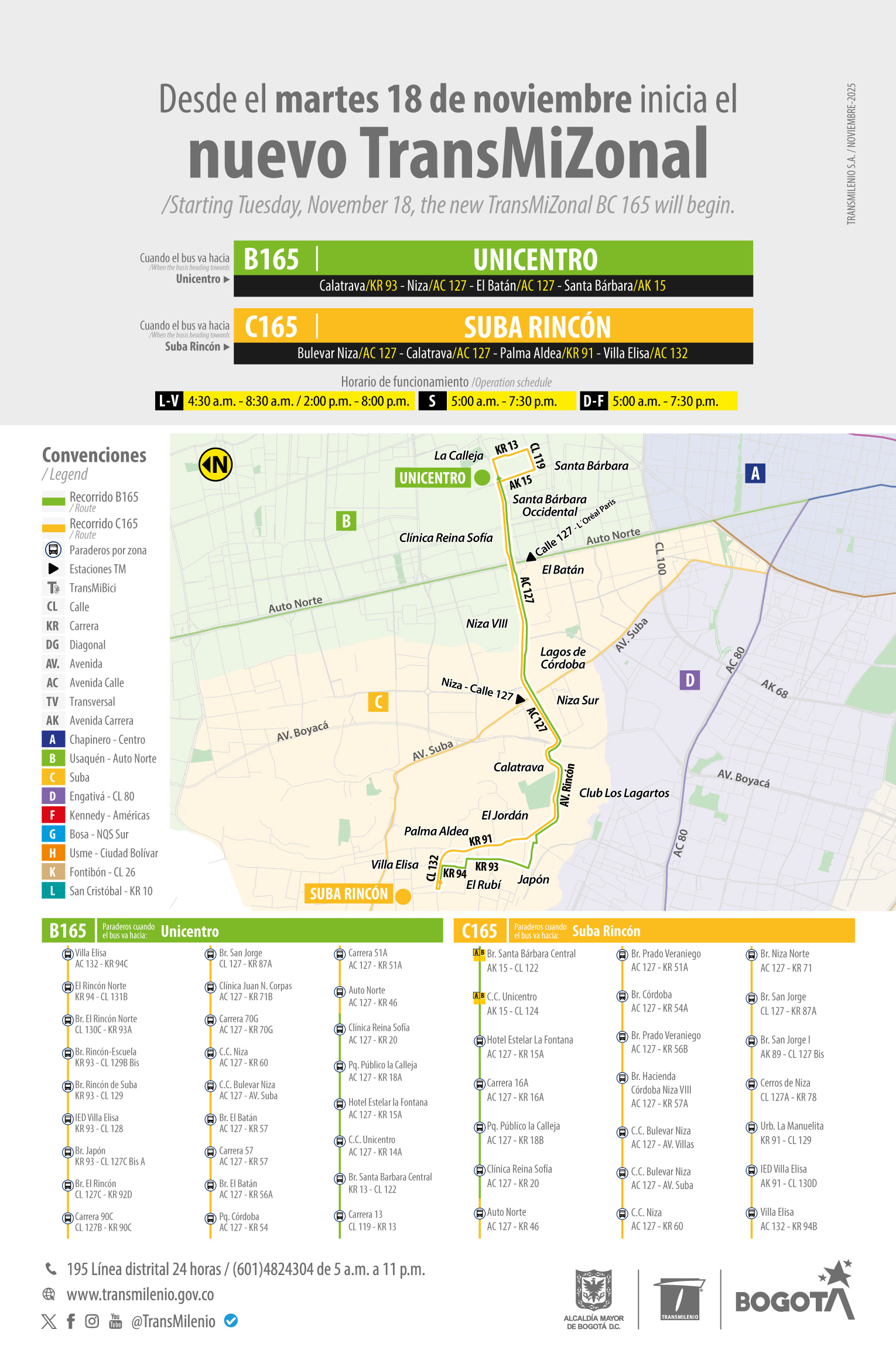 B165 Unicentro - C165 Suba Rincón B165 Unicentro - C165 Suba Rincón