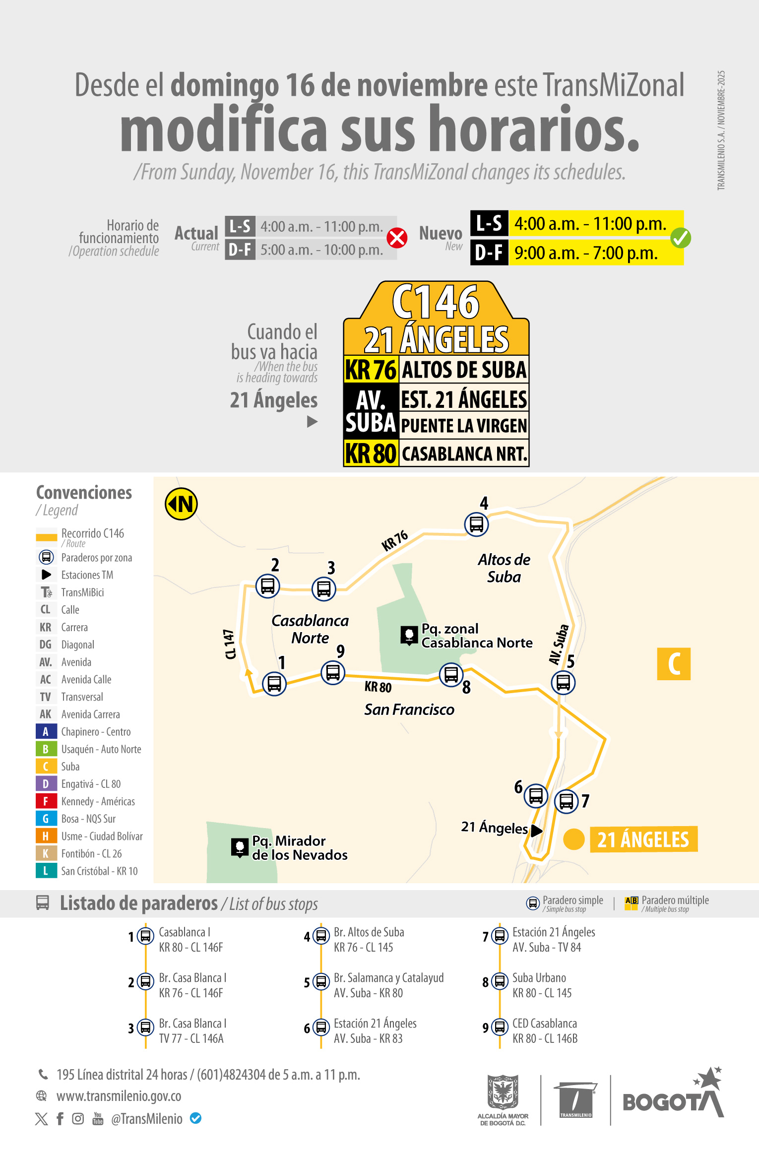  TransMiZonal C146 21 Ángeles, modifica su horario de operación los domingos y festivos 