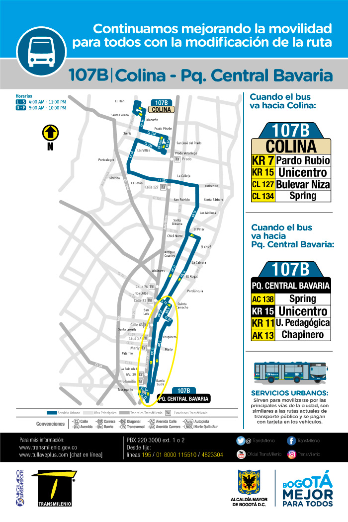 Mapa  del a ruta 107