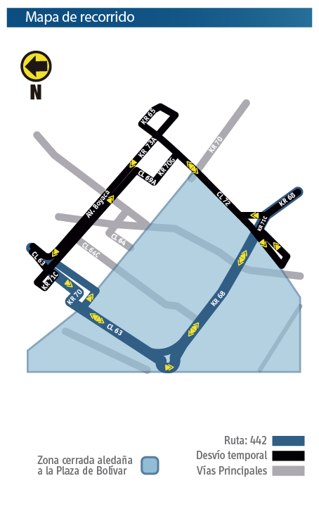 Mapa del recorrido de la ruta Z8 con su respectivo desvio