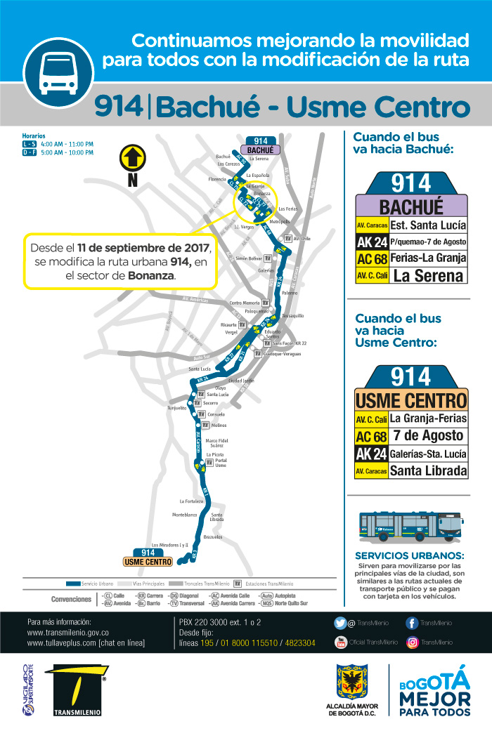 Mapa con el ajustes de la ruta 914