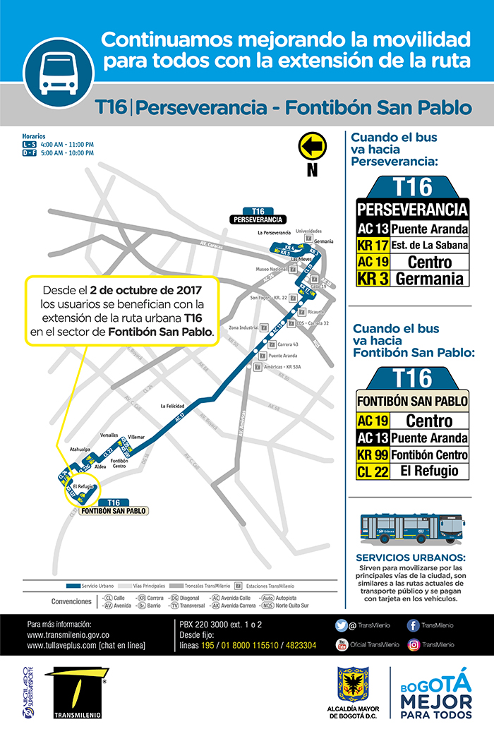  Mapa de la ruta urbana T16