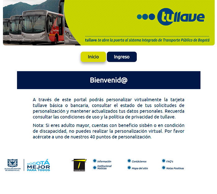 Pantalla  de Ingreso a https://fidelizacion.tullaveplus.com/