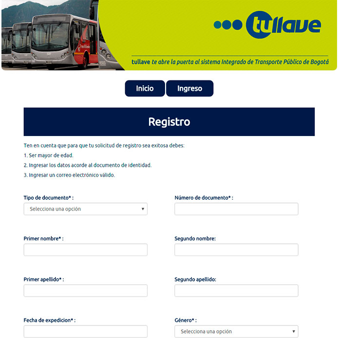 Imagen  del Formulario para registrarse https://fidelizacion.tullaveplus.com/