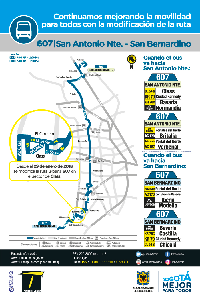 Mapa de la ruta urbana 607 San Antonio Norte San Bernardino