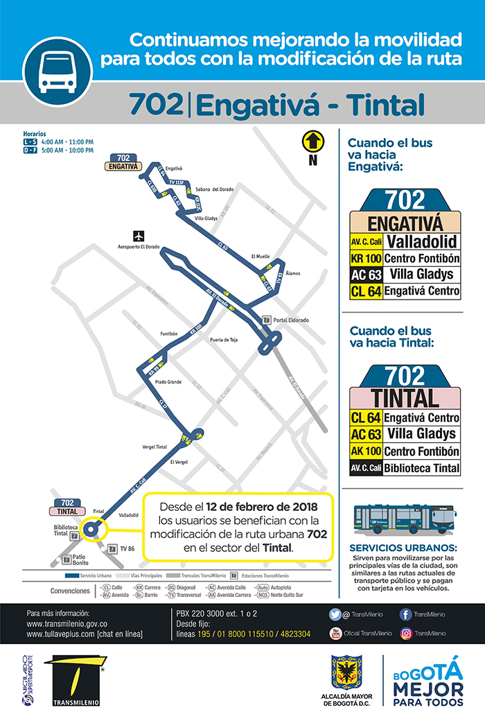 Mapa de la ruta urbana 702 con el ajuste en su trayecto