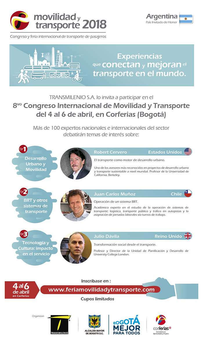 Invitados para el congreso y la feria de movilidad y transporte 2018