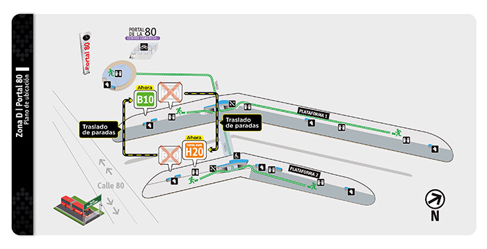 Plano de plataformas del portal 80 con sus ajustes